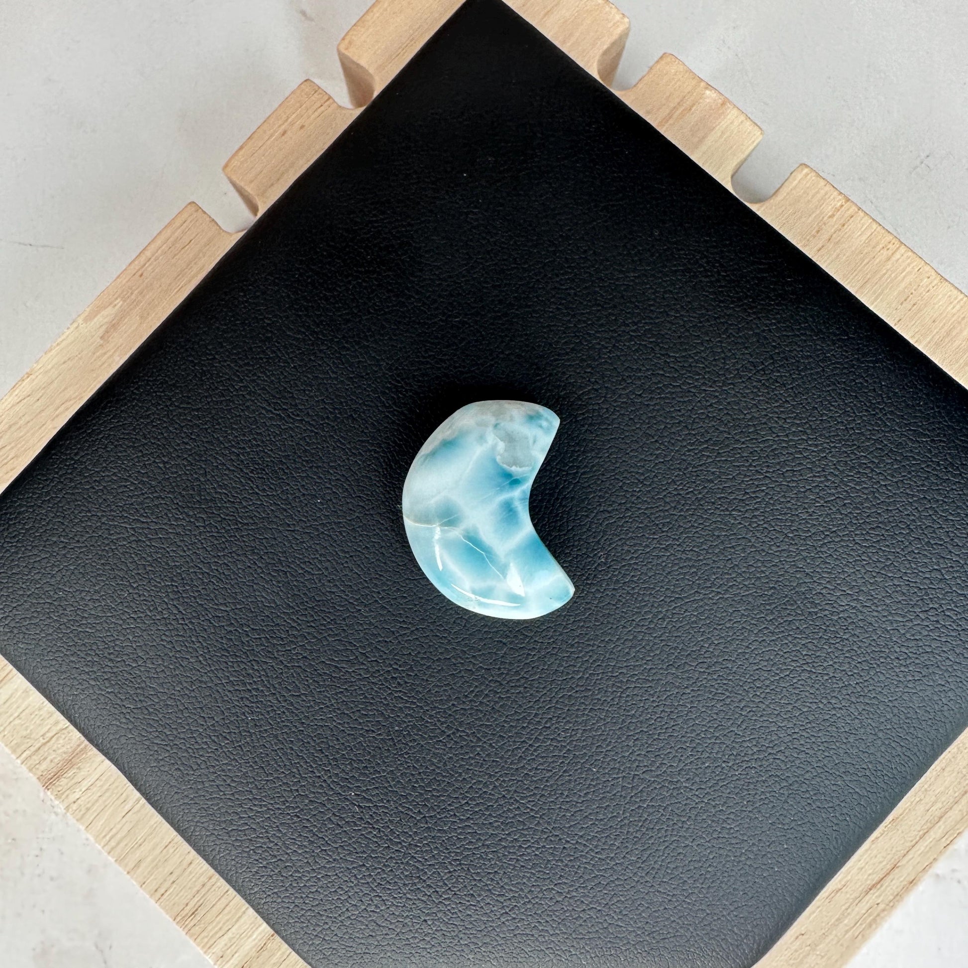 Gorgeous Larimar Moon Carving High-Quality Grade From The Dominican Republic | Tucson Gem Show Exclusive
