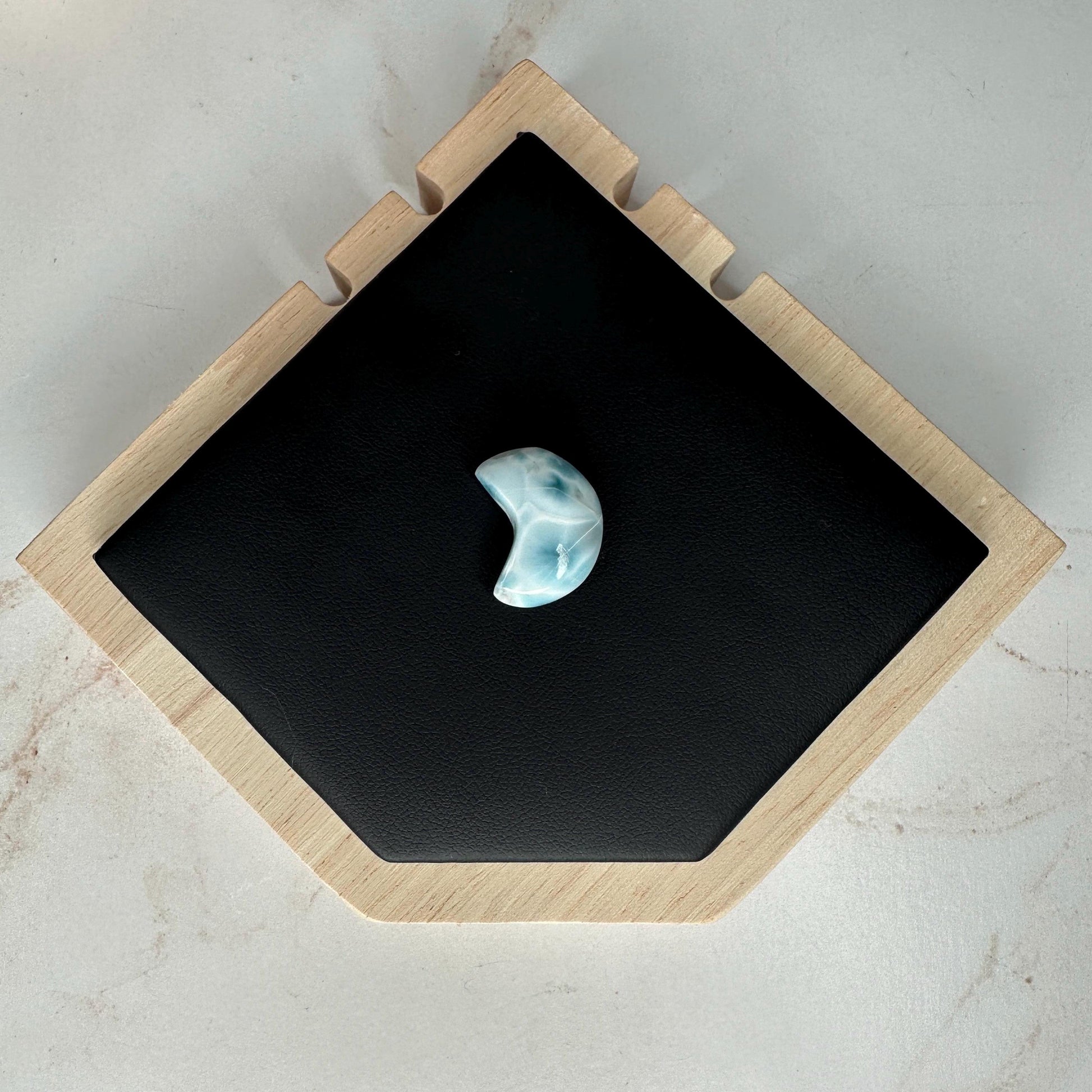 Gorgeous Larimar Moon Carving High-Quality Grade From The Dominican Republic | Tucson Gem Show Exclusive