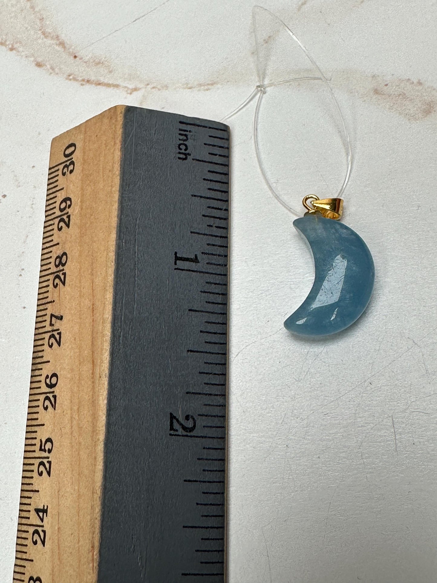 Aquamarine crystal moon pendant