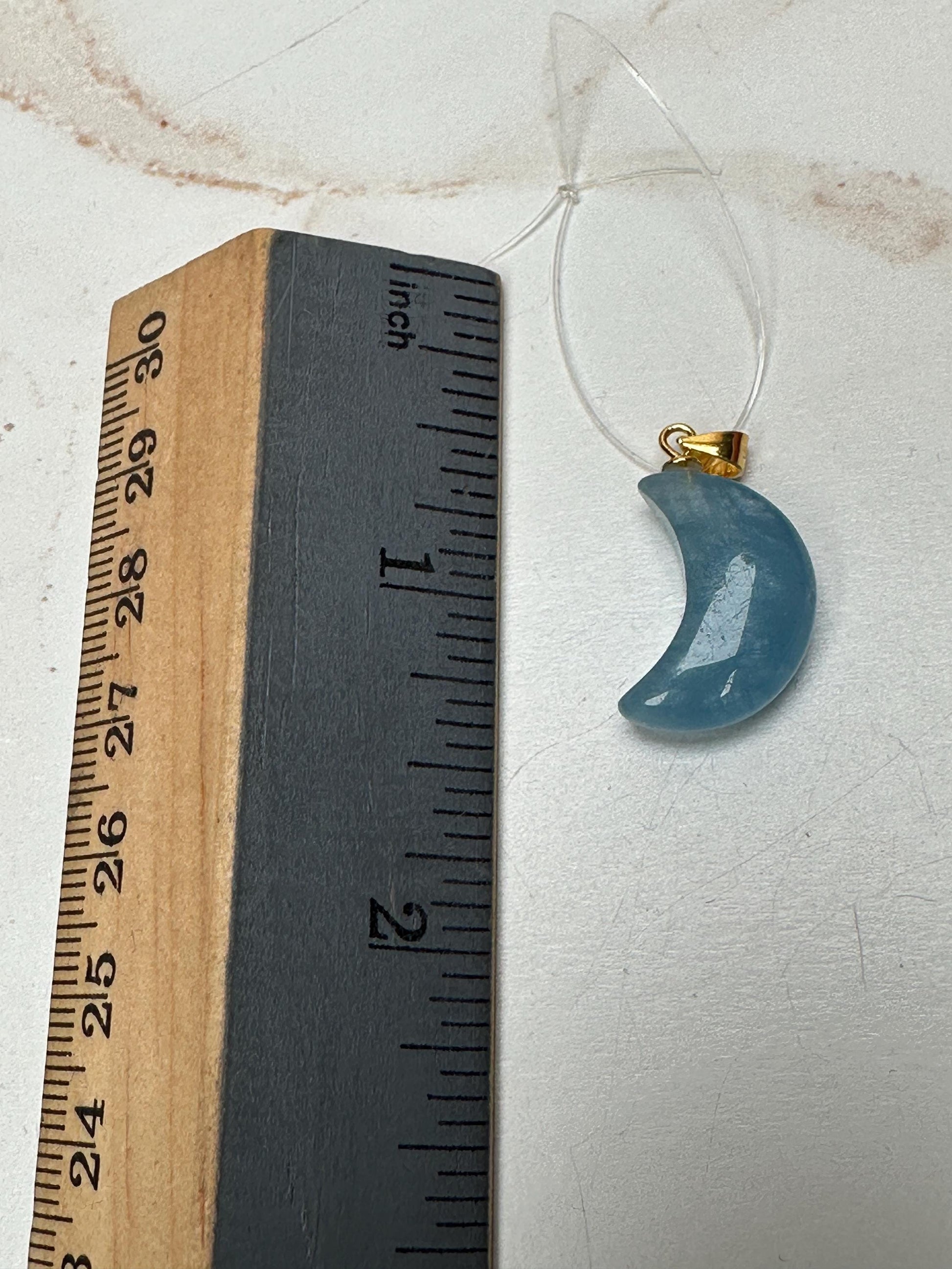 Aquamarine crystal moon pendant