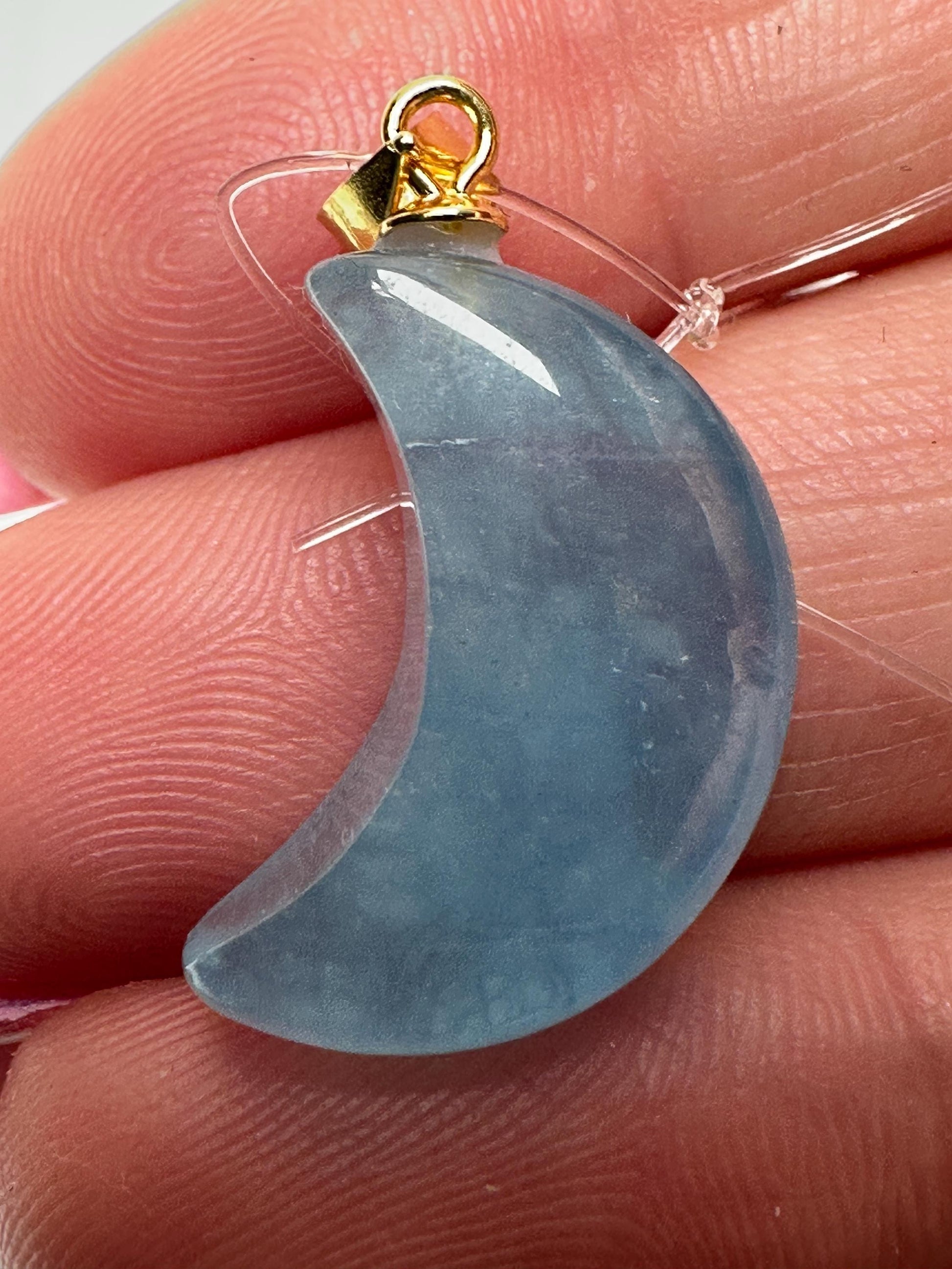 Aquamarine crystal moon pendant