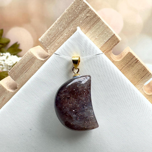 Sunstone Iolite Moon Pendant