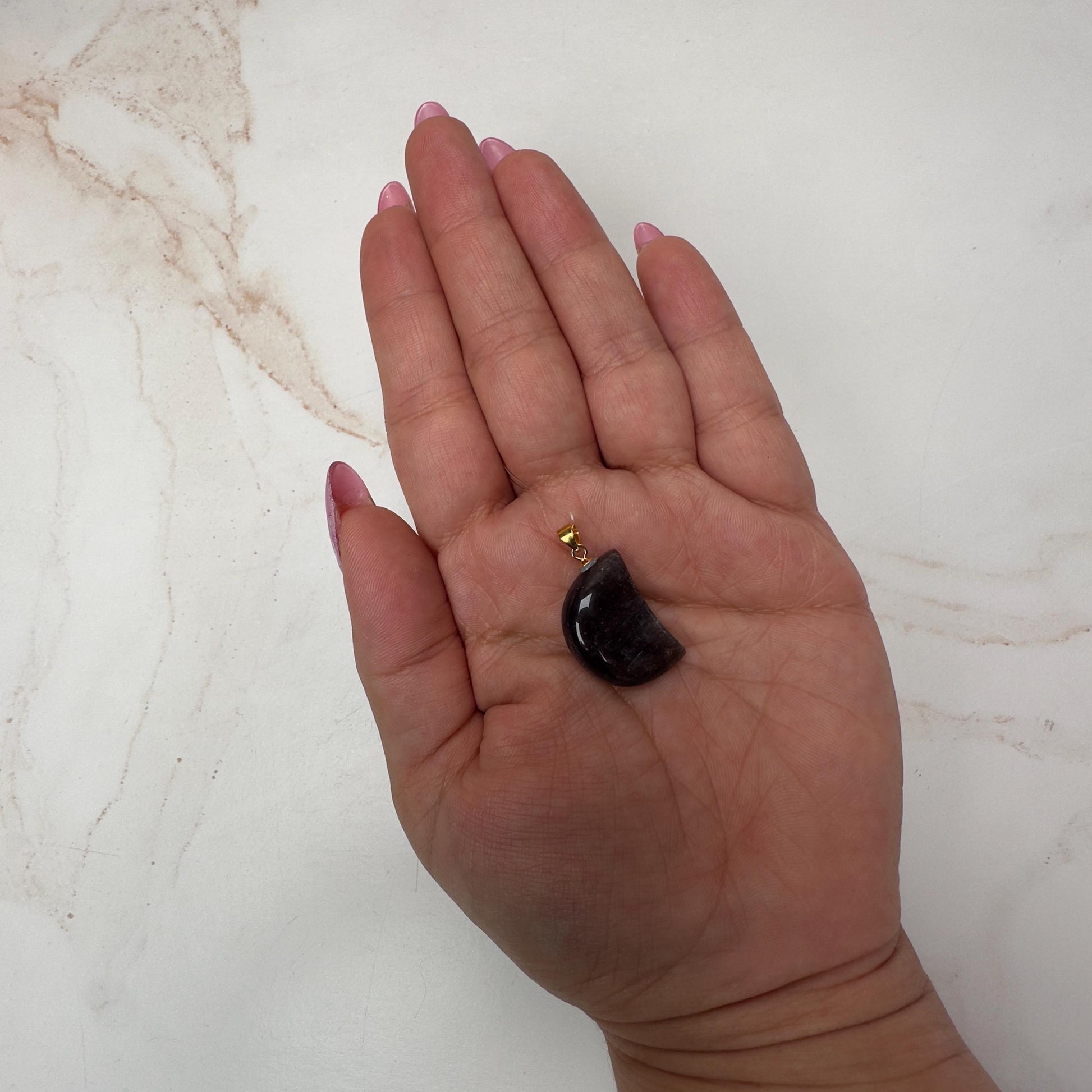 Sunstone Iolite Moon Pendant