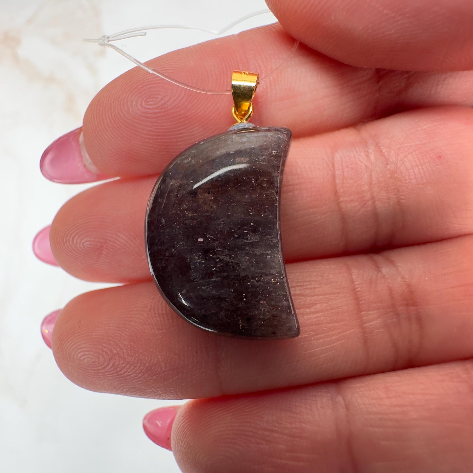 Sunstone Iolite Moon Pendant