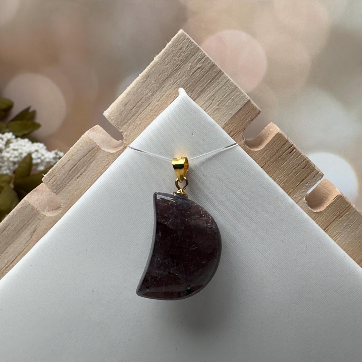 Sunstone Iolite Moon Pendant
