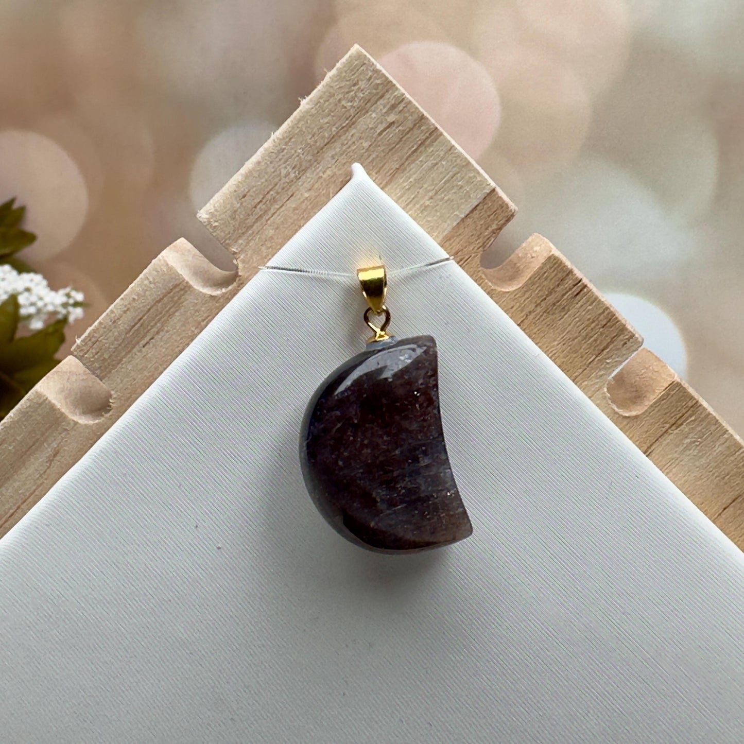 Sunstone Iolite Moon Pendant