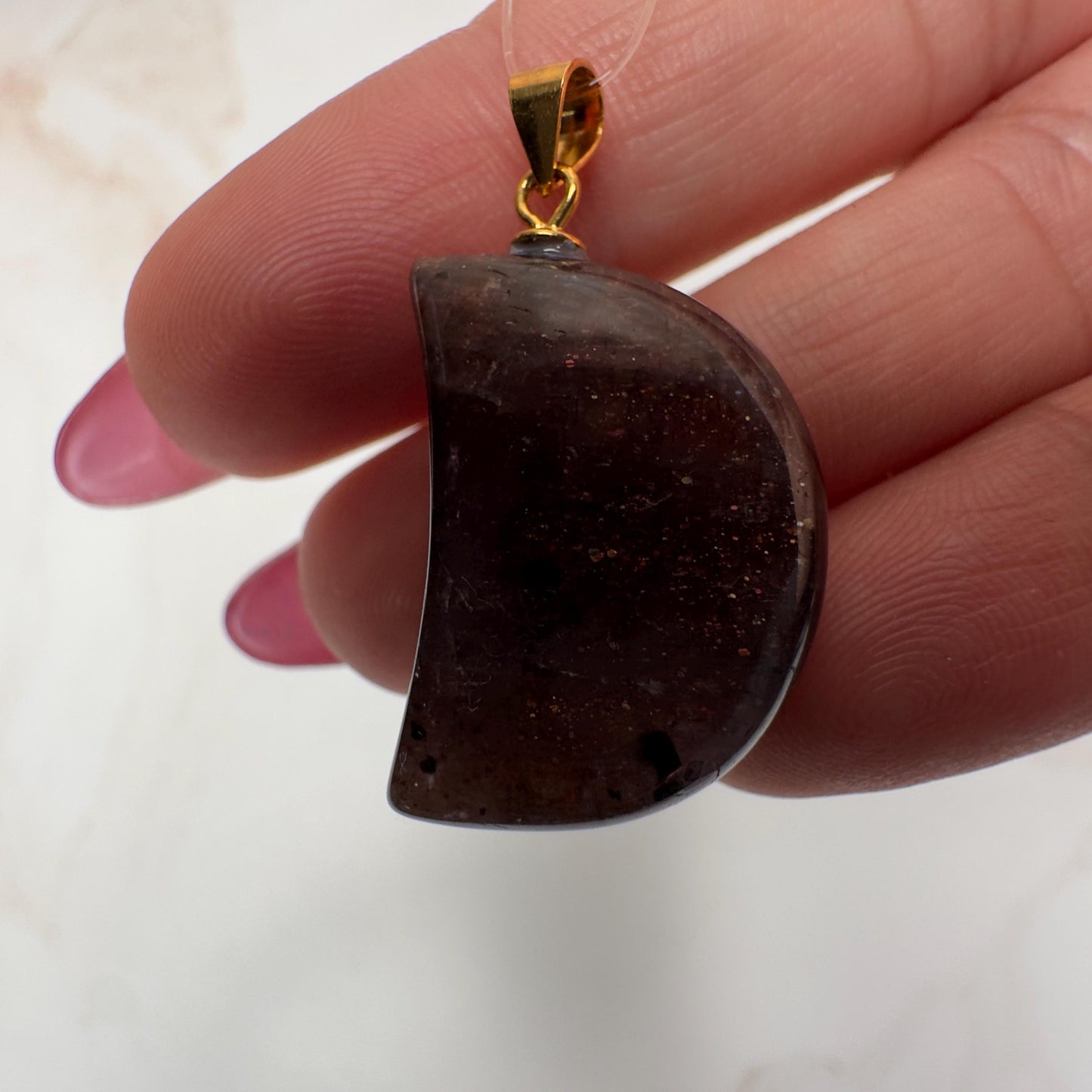Sunstone Iolite Moon Pendant