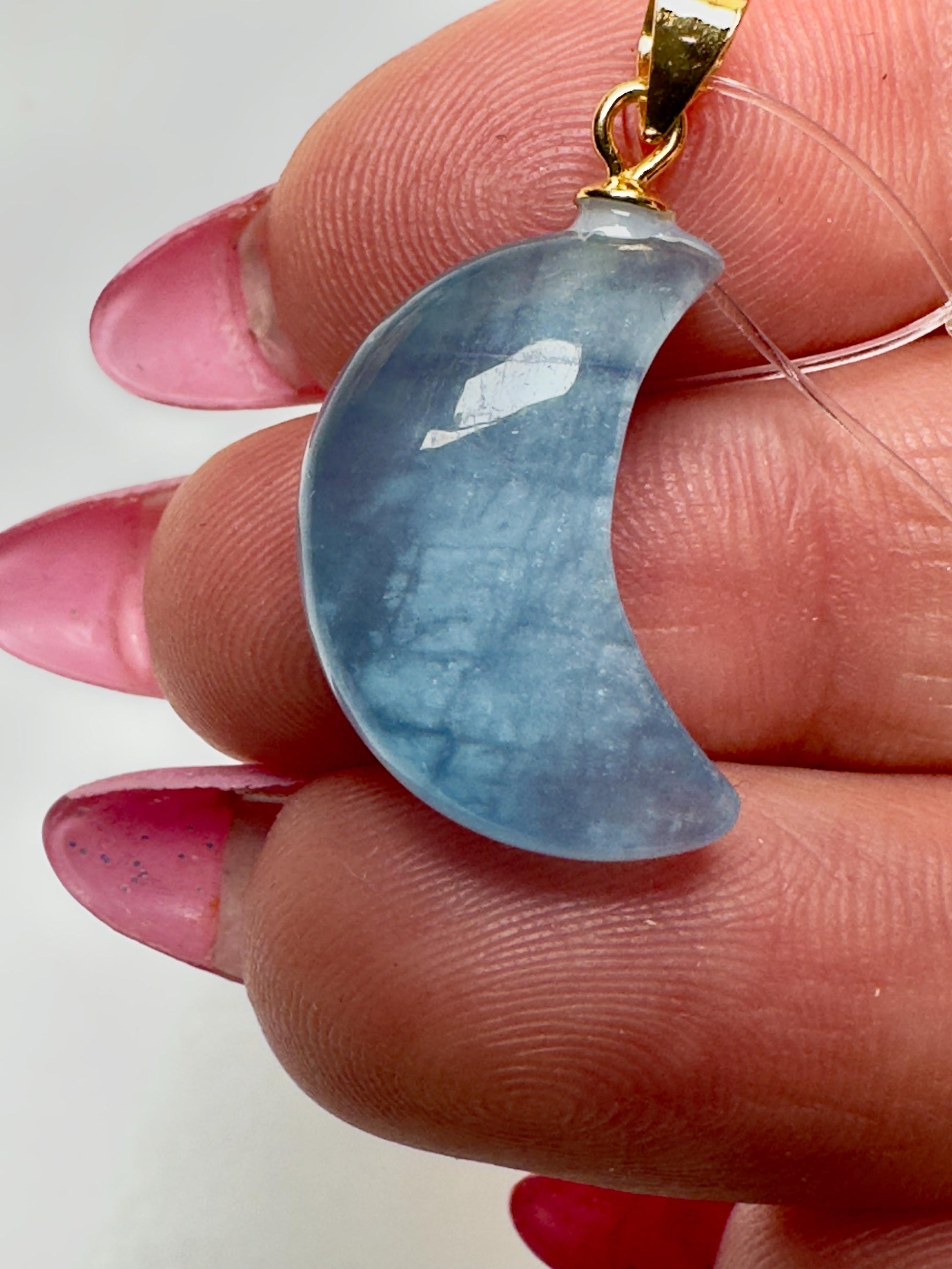 Aquamarine crystal moon pendant