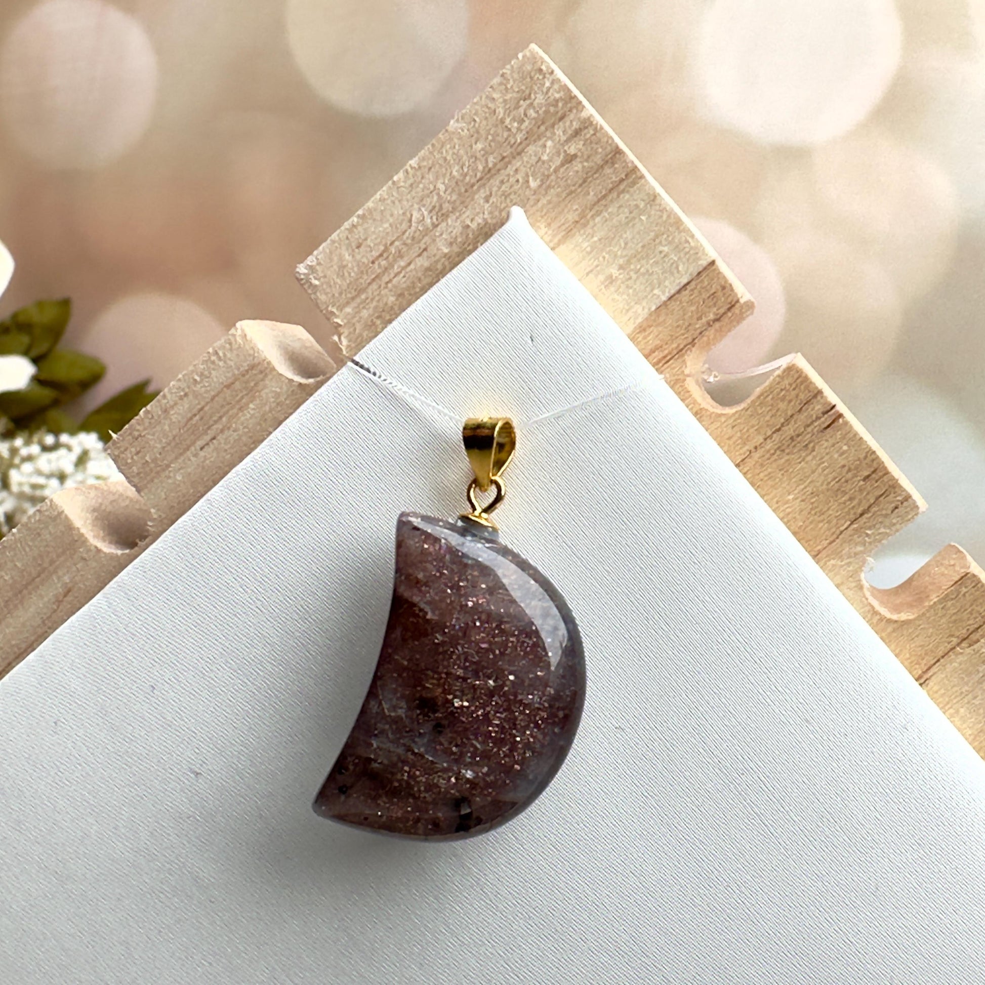 Sunstone Iolite Moon Pendant