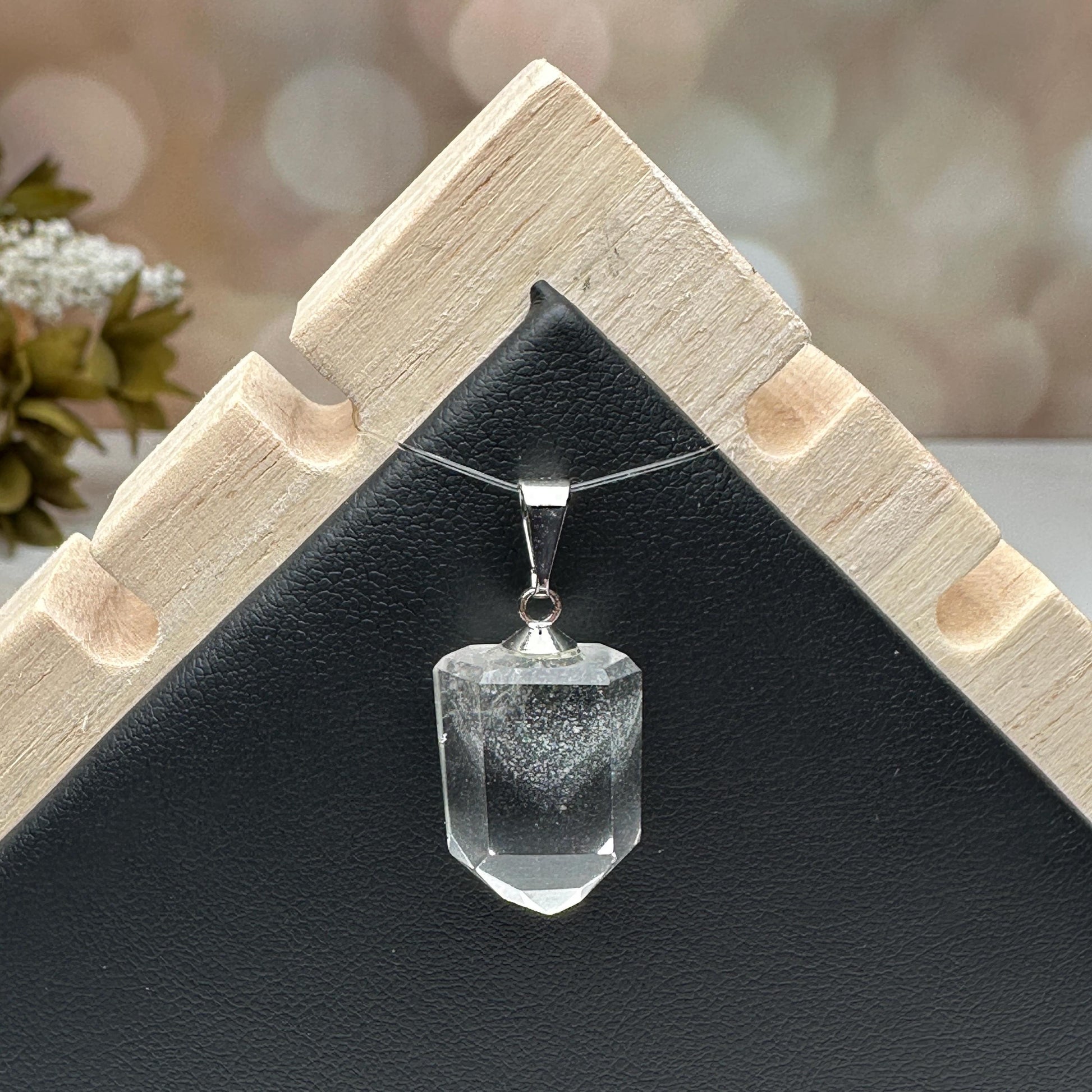 clear, quartz phantom jewelry crystal pendant for necklace.