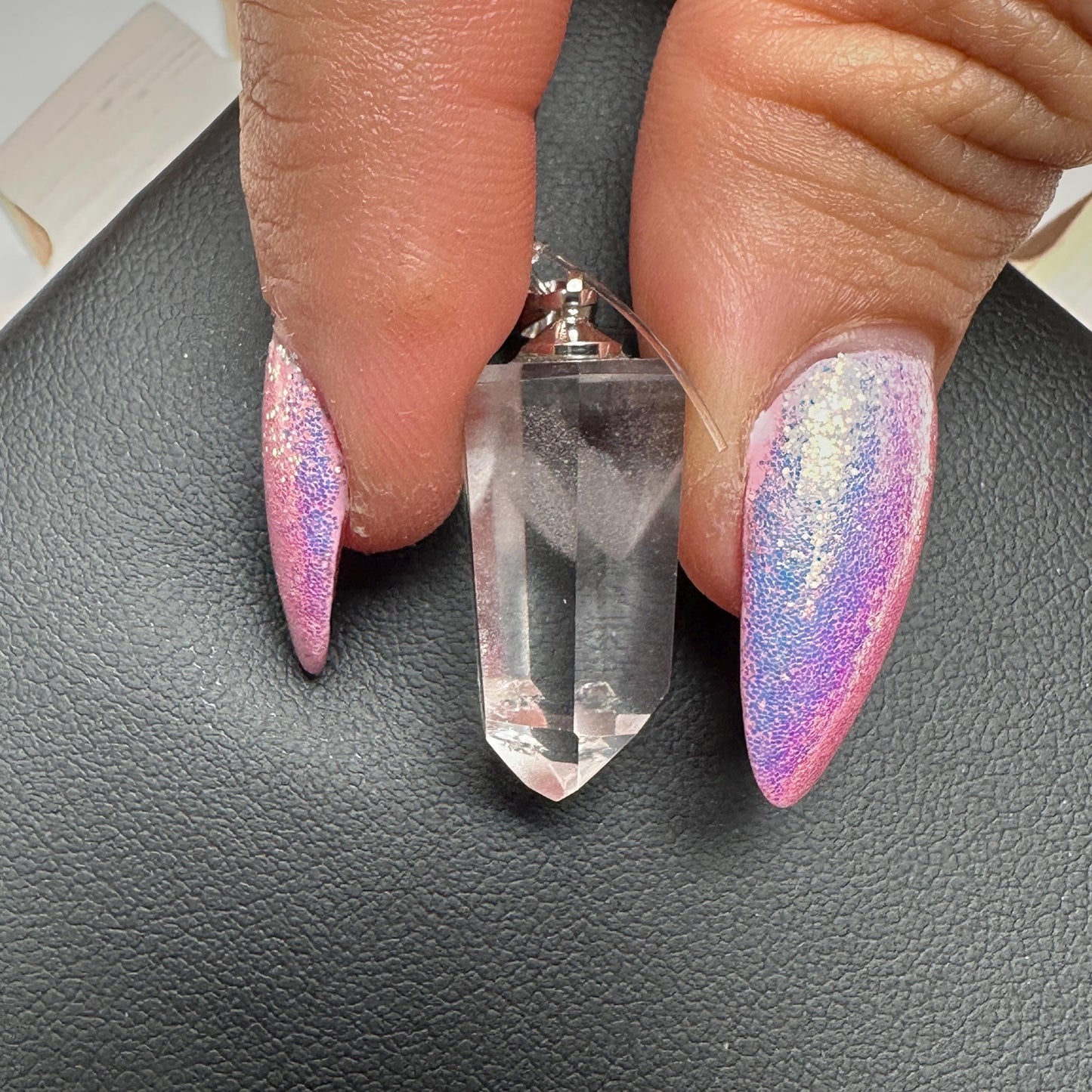 clear, quartz phantom jewelry crystal pendant for necklace.