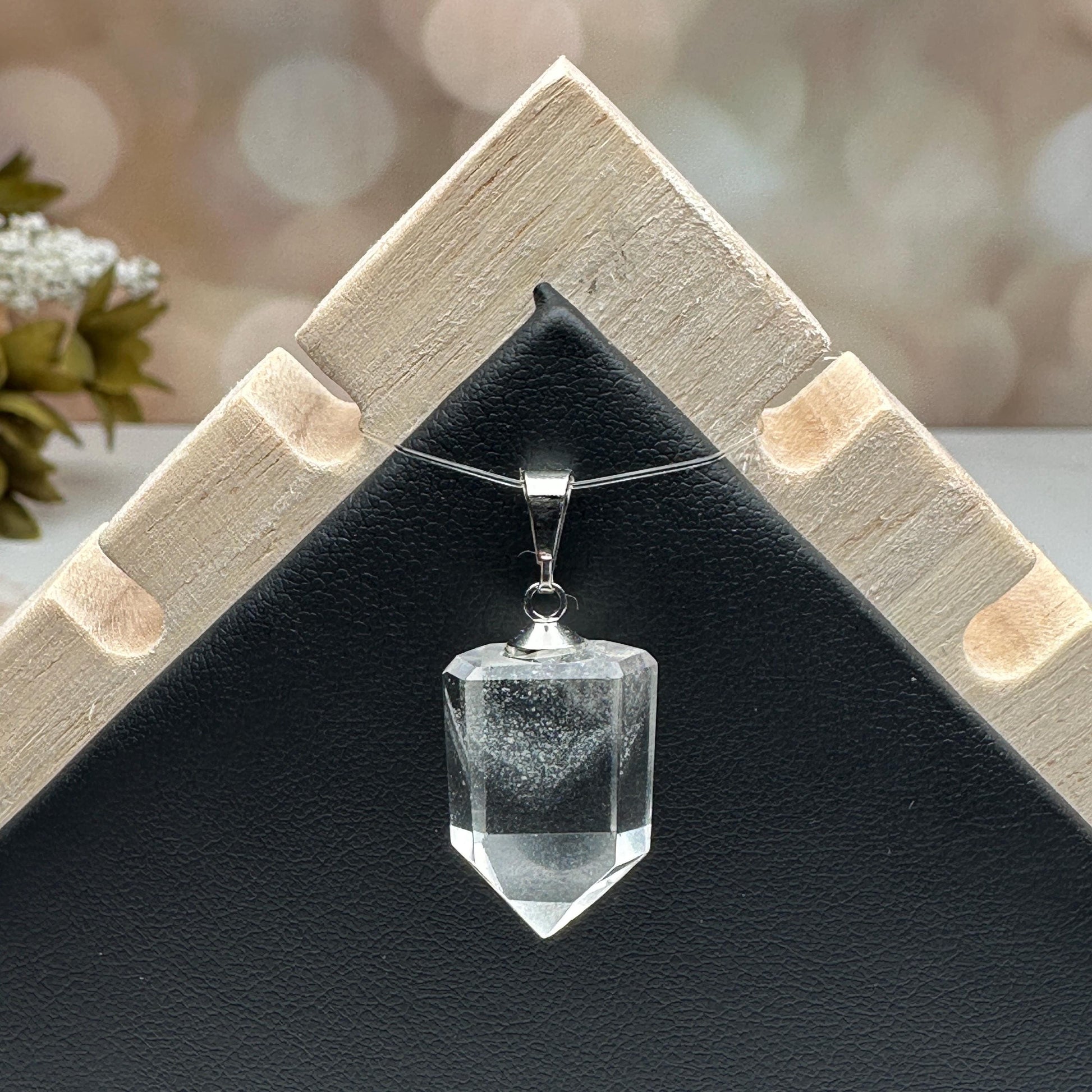 clear, quartz phantom jewelry crystal pendant for necklace.