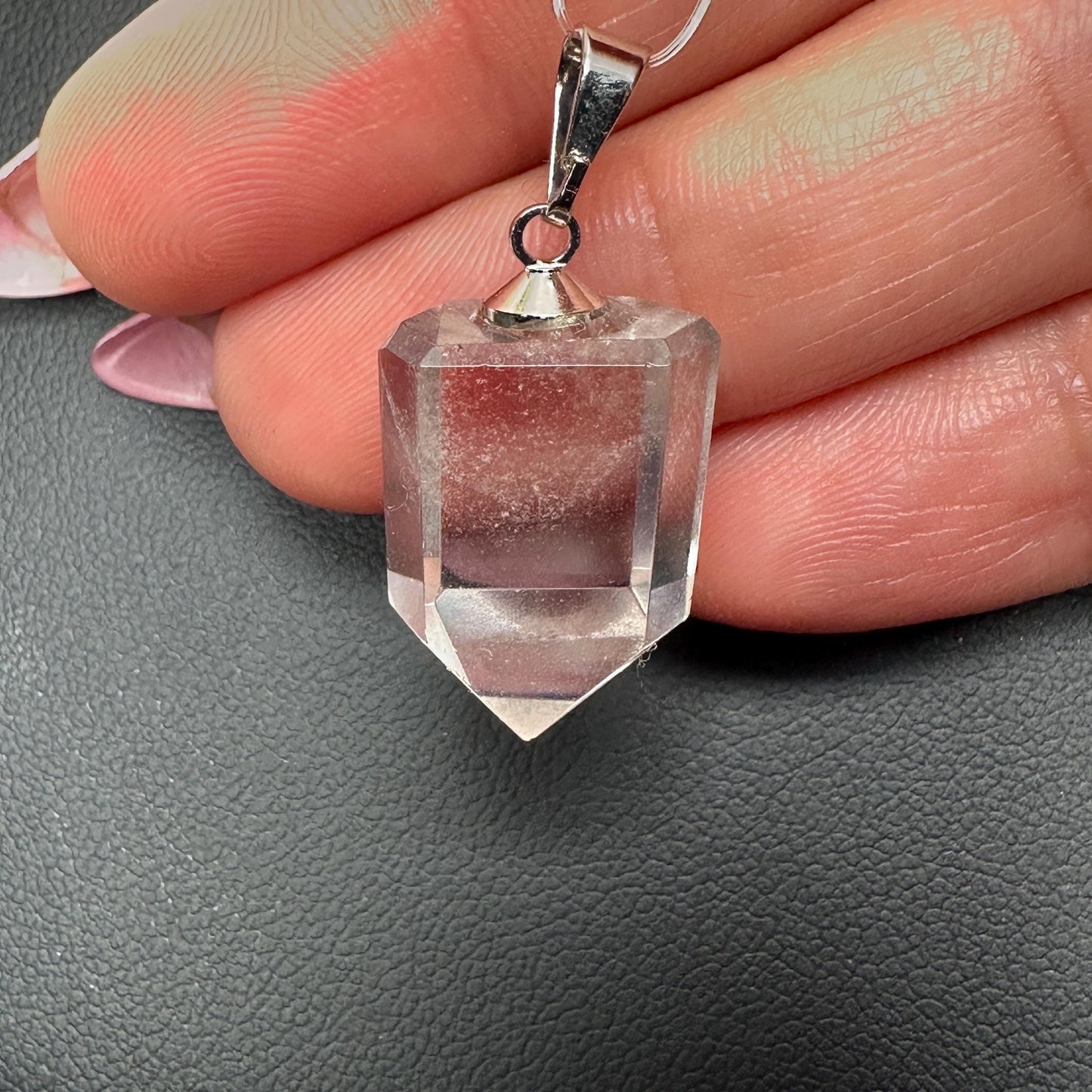clear, quartz phantom jewelry crystal pendant for necklace.