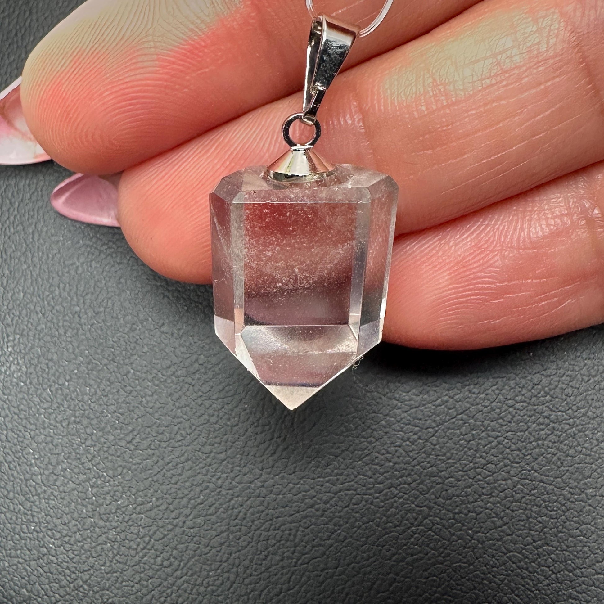 clear, quartz phantom jewelry crystal pendant for necklace.