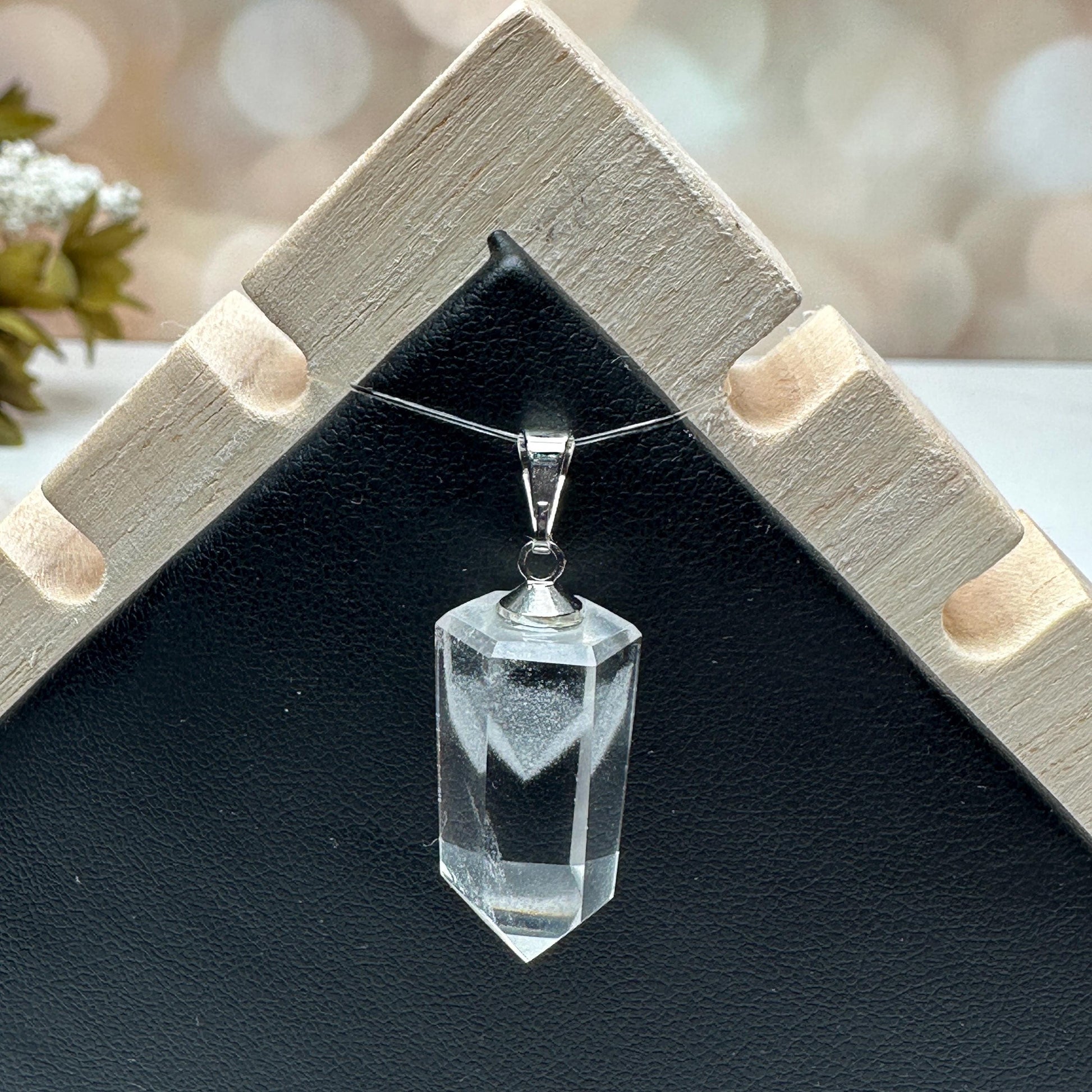 clear, quartz phantom jewelry crystal pendant for necklace.