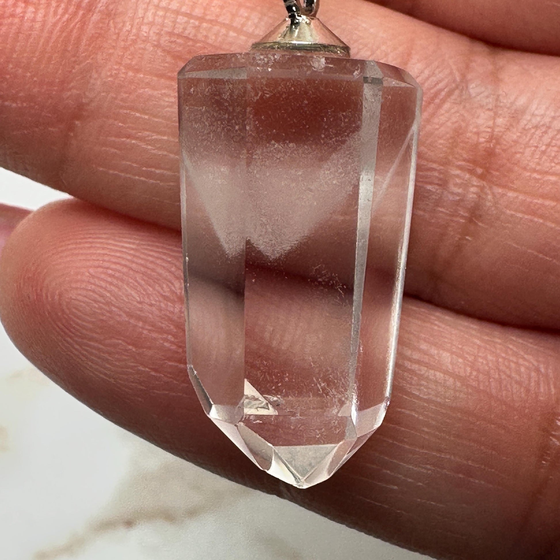 clear, quartz phantom jewelry crystal pendant for necklace.