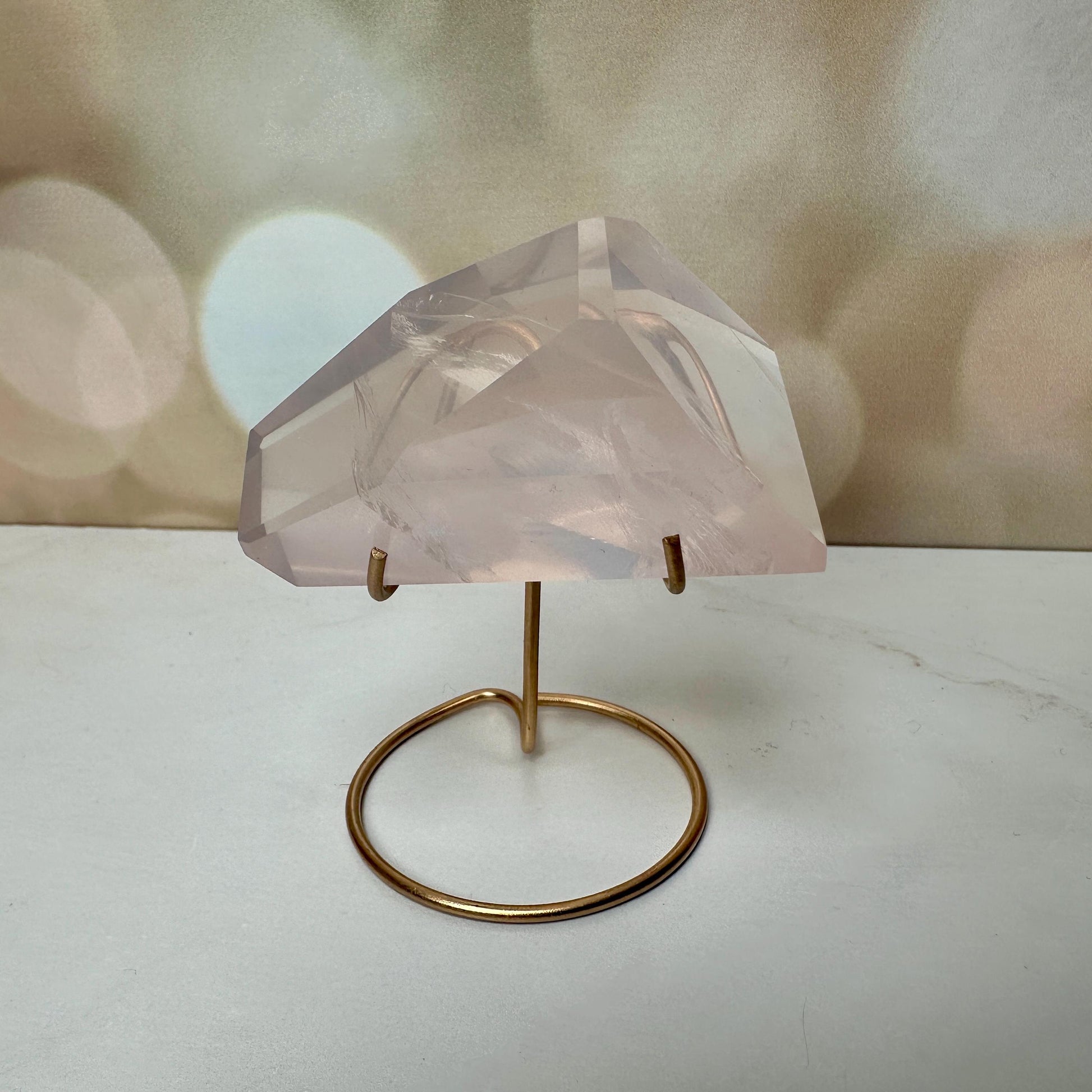 gemmy high quality pink rose Quartz on stand from Brazil aaa