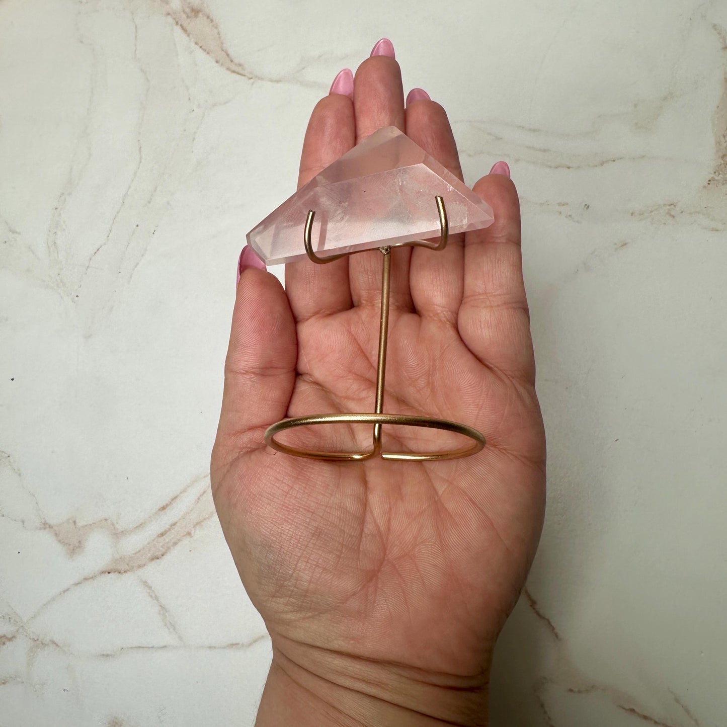 gemmy high quality pink rose Quartz on stand from Brazil aaa