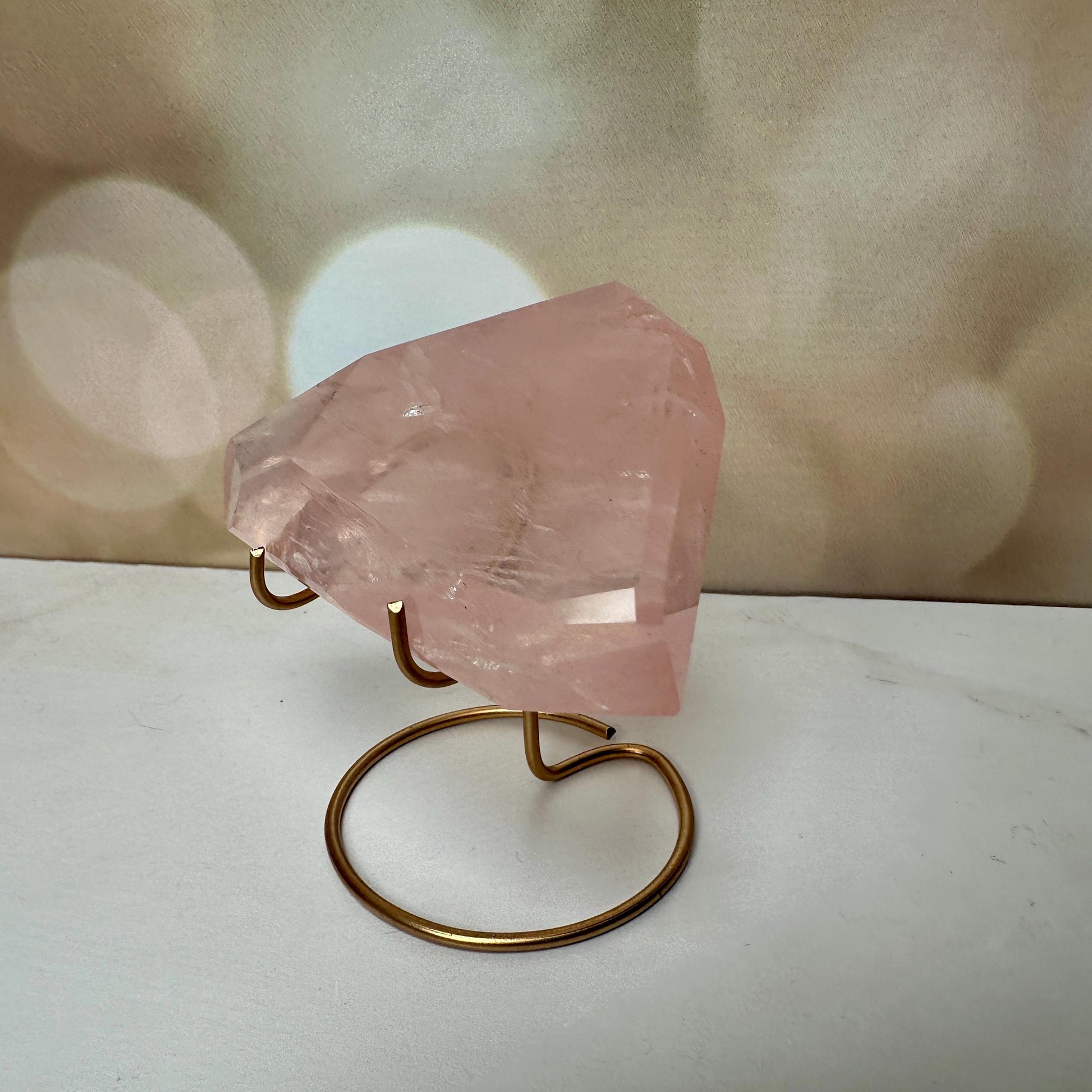 gemmy high quality pink rose Quartz on stand from Brazil aaa