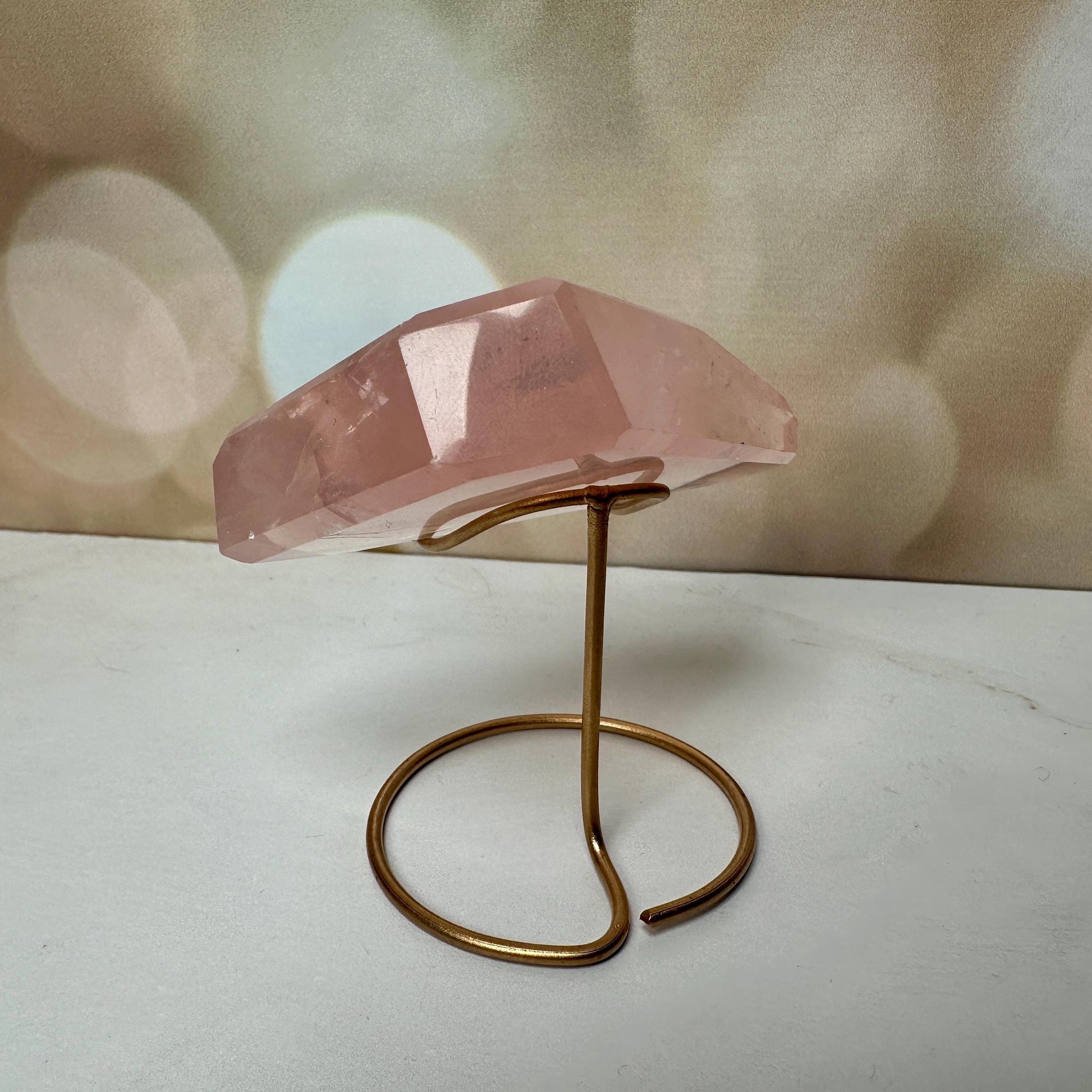 gemmy high quality pink rose Quartz on stand from Brazil aaa