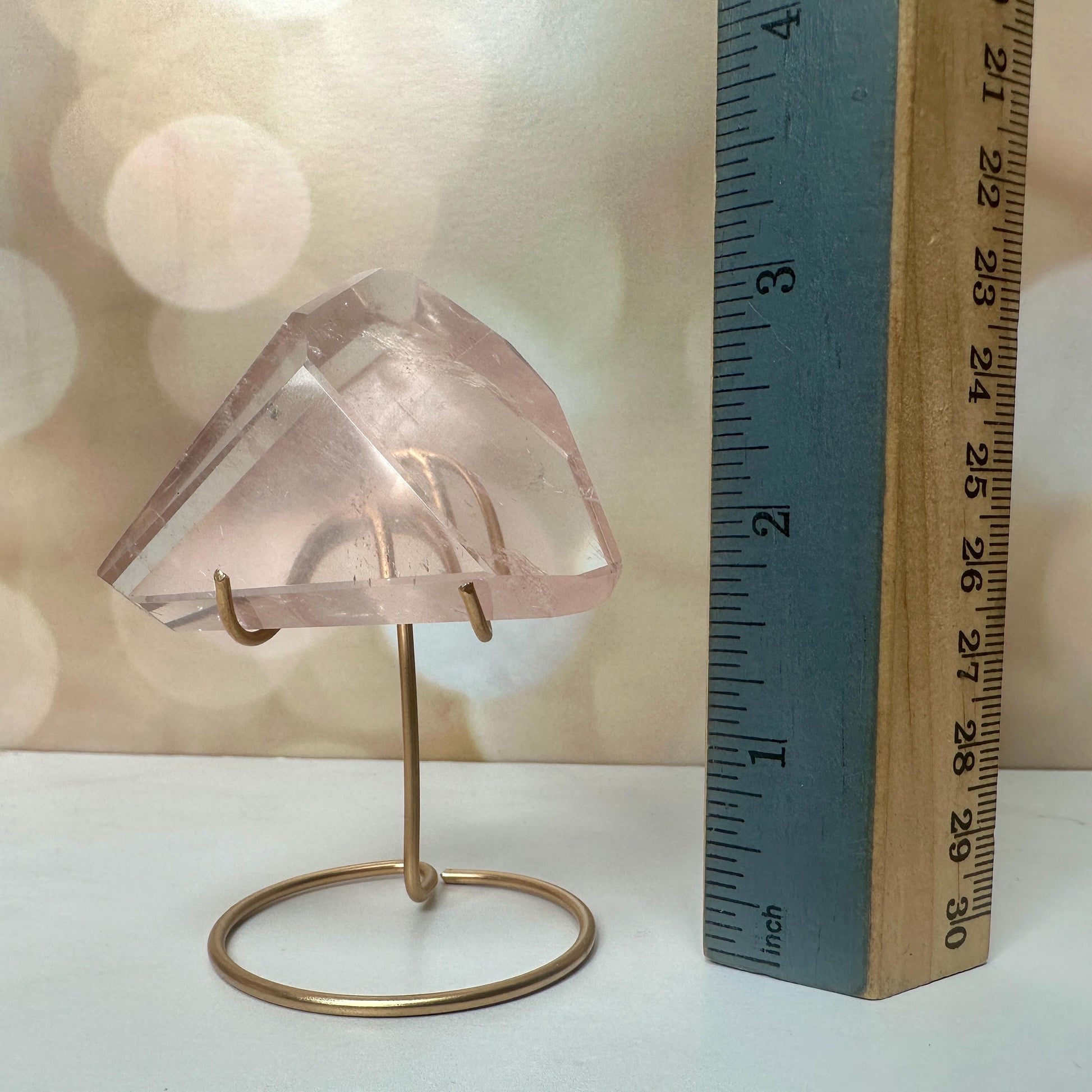 Beautiful Rose Quartz Crystal on Elegant Custom Gold Stand | Top Quality from Brazil