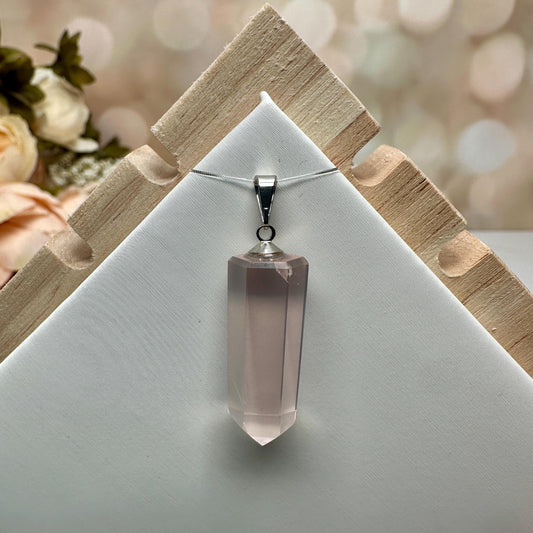 Rose quartz Crystal point pendant from Brazil
