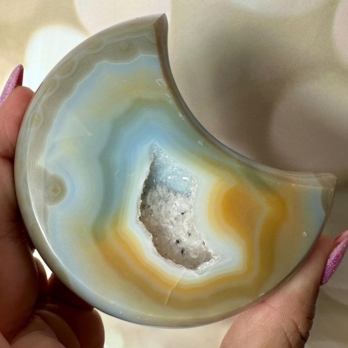 Bi-Colored Agate Moon From Brazil | Tucson Gem Show Exclusive