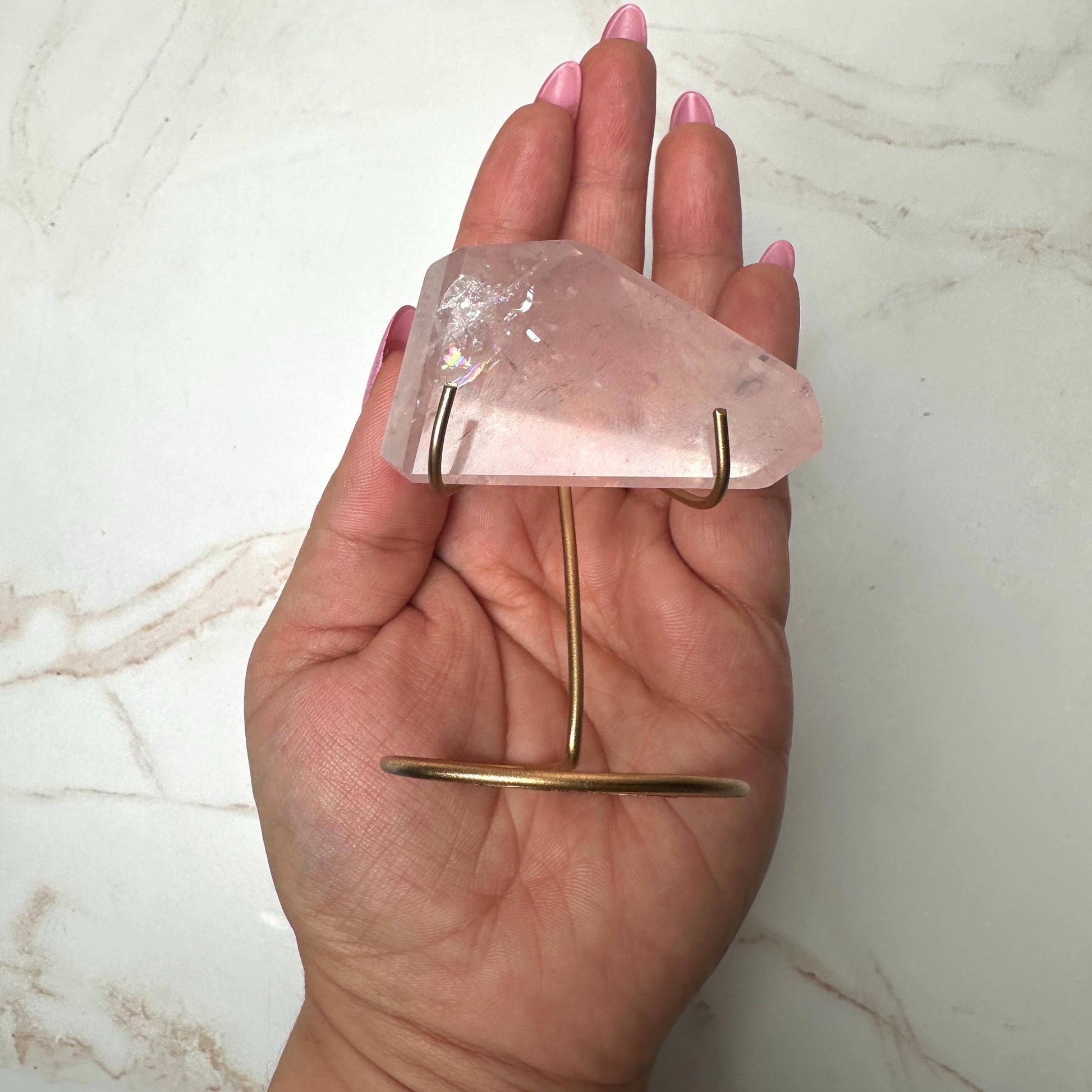 gemmy high quality pink rose Quartz on stand from Brazil aaa