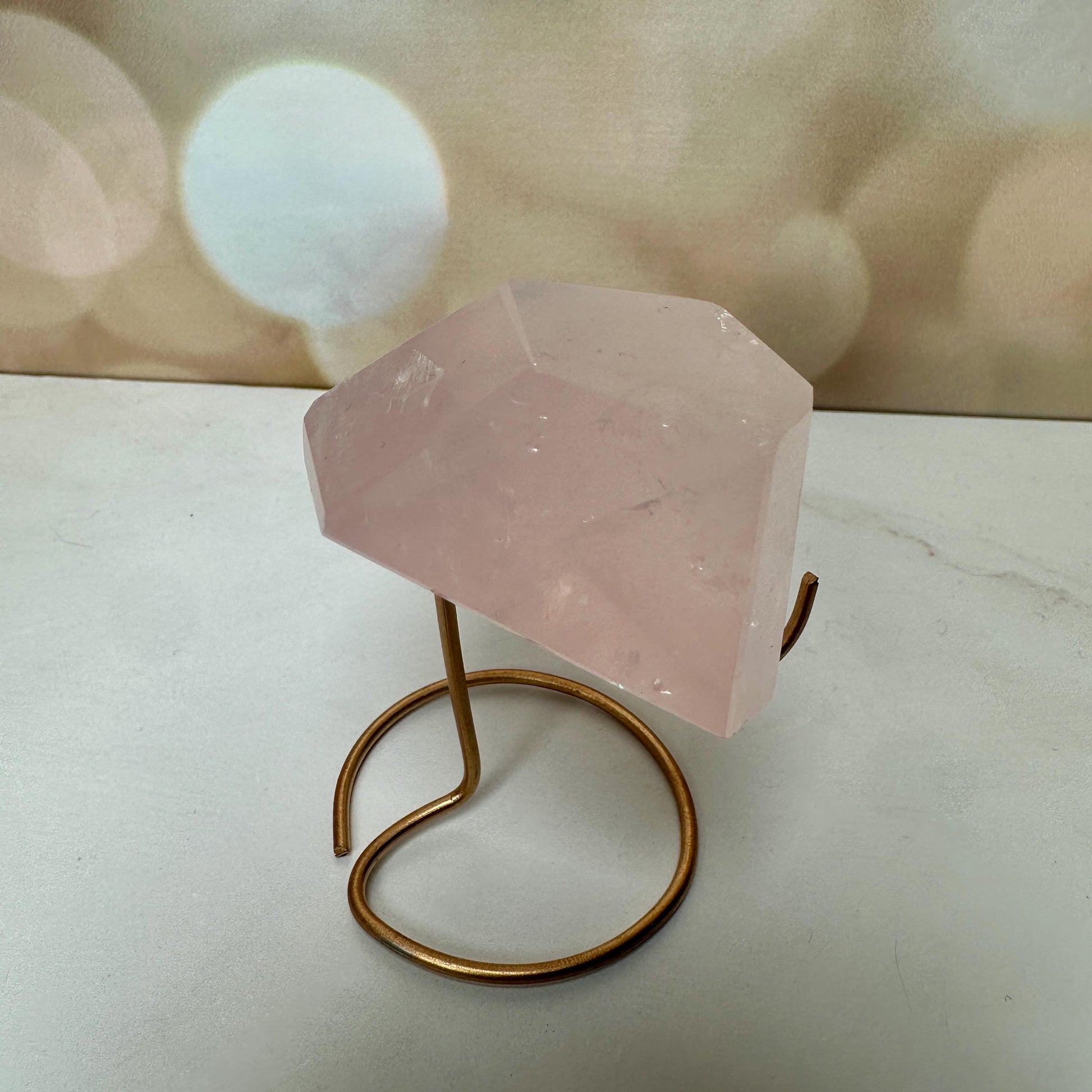 gemmy high quality pink rose Quartz on stand from Brazil aaa