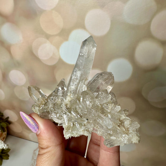 Himalayan Quartz Specimen Cluster With Chlorite & Iron Inclusions From India | Tucson Gem Show Exclusive