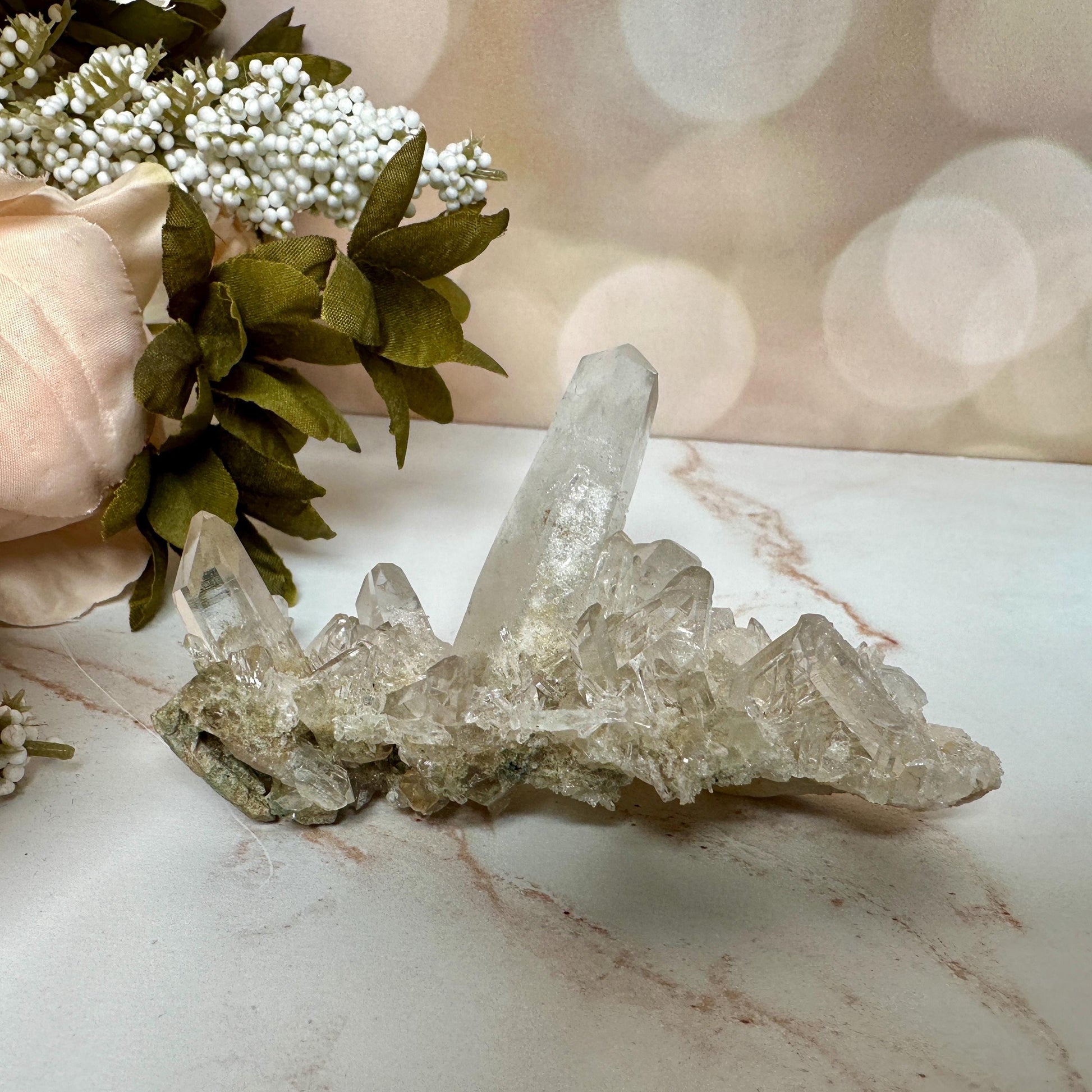 Himalayan Quartz Specimen Cluster With Chlorite & Iron Inclusions From India | Tucson Gem Show Exclusive