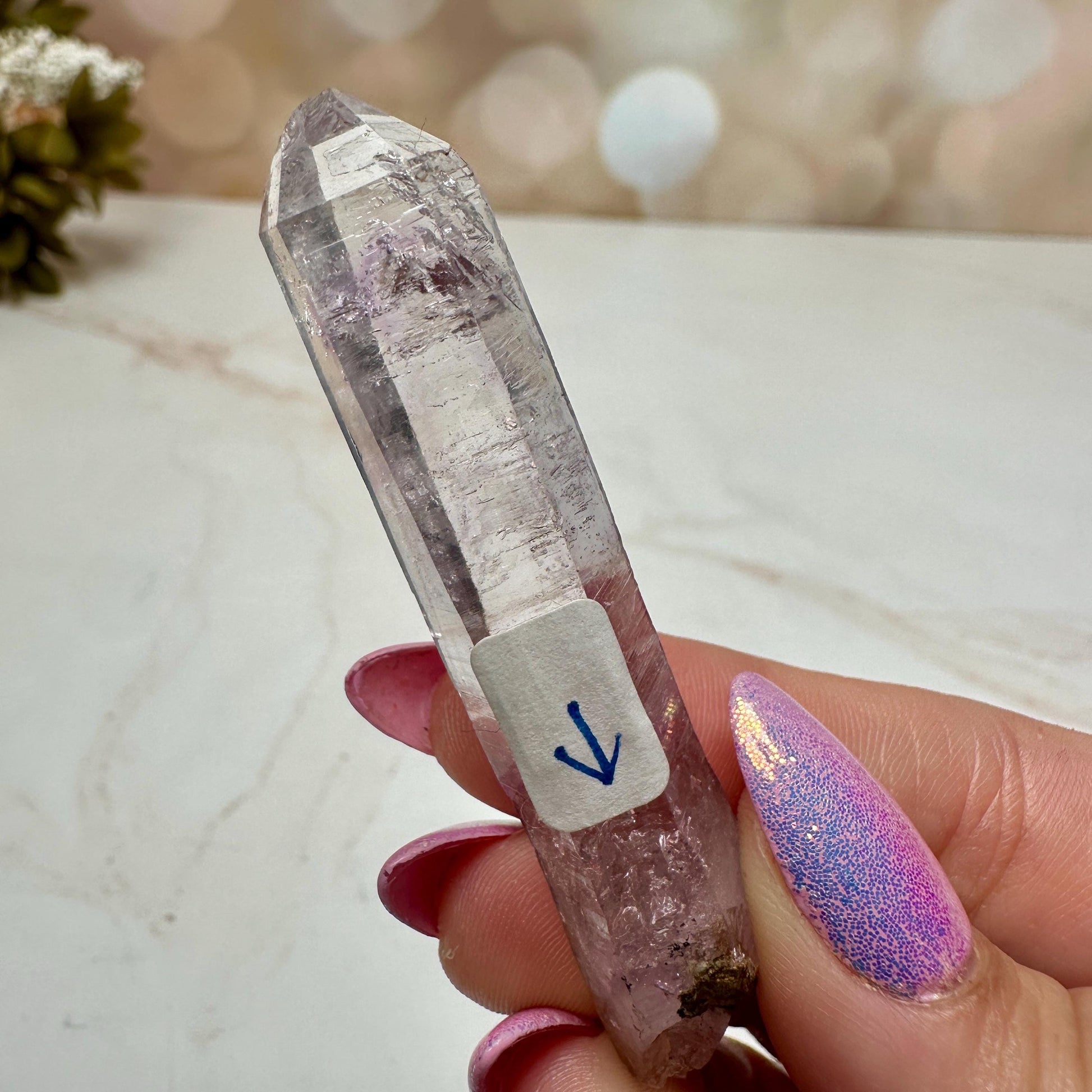 Vera Cruz Amethyst Quartz With Phantom And Moving Enhydro Raw Point From Mexico