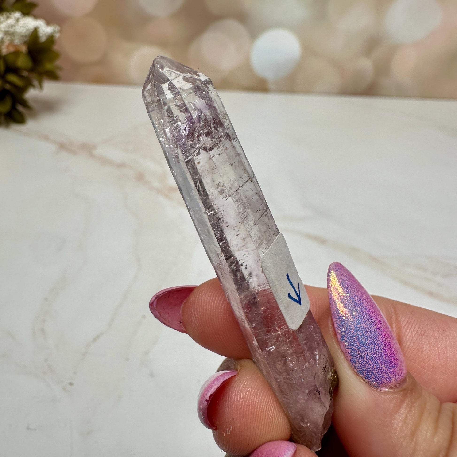 Vera Cruz Amethyst Quartz With Phantom And Moving Enhydro Raw Point From Mexico