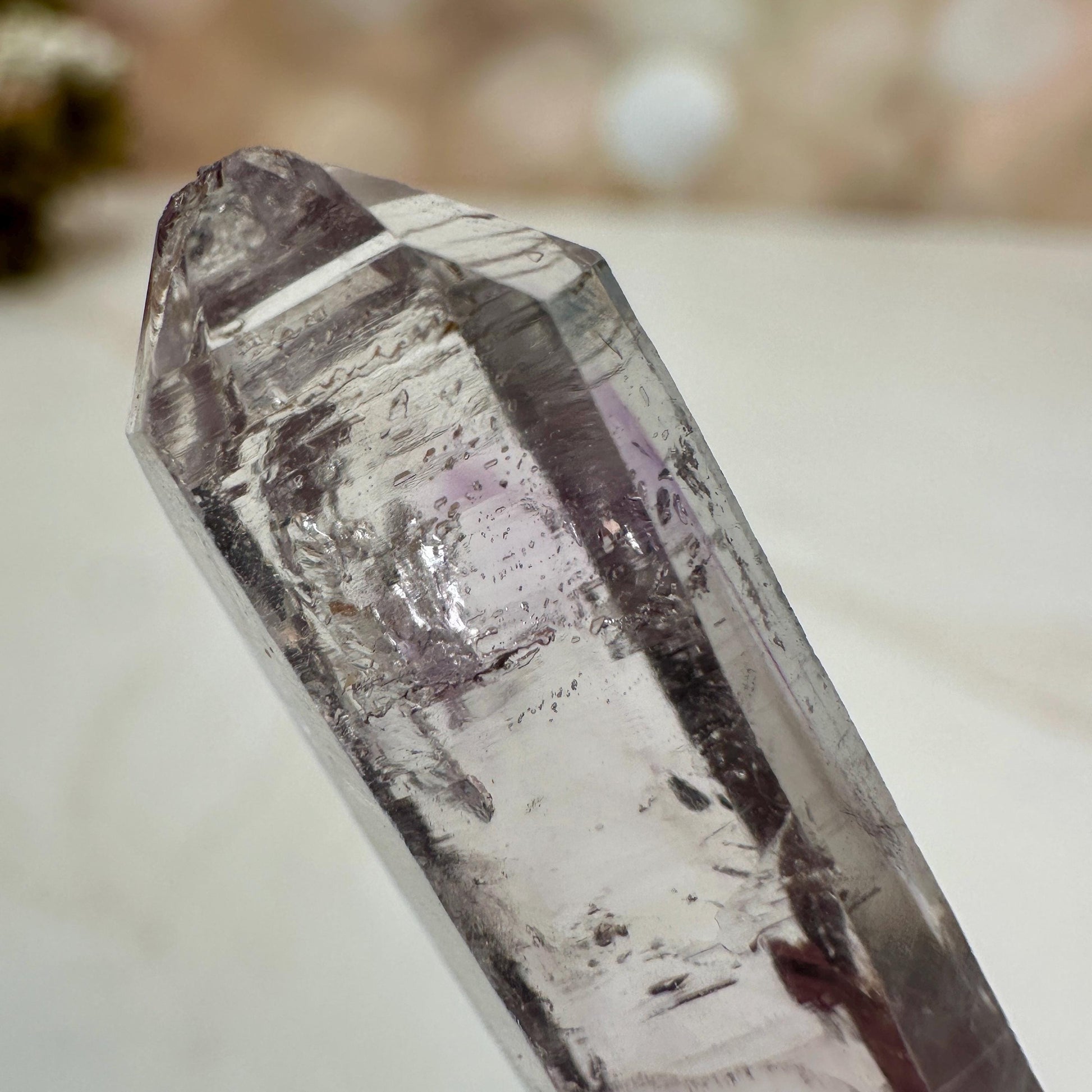 Vera Cruz Amethyst Quartz With Phantom And Moving Enhydro Raw Point From Mexico