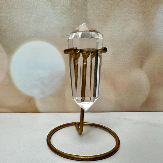 Adorable Clear Quartz Mini Vogel From Brazil With Custom Gold Stand