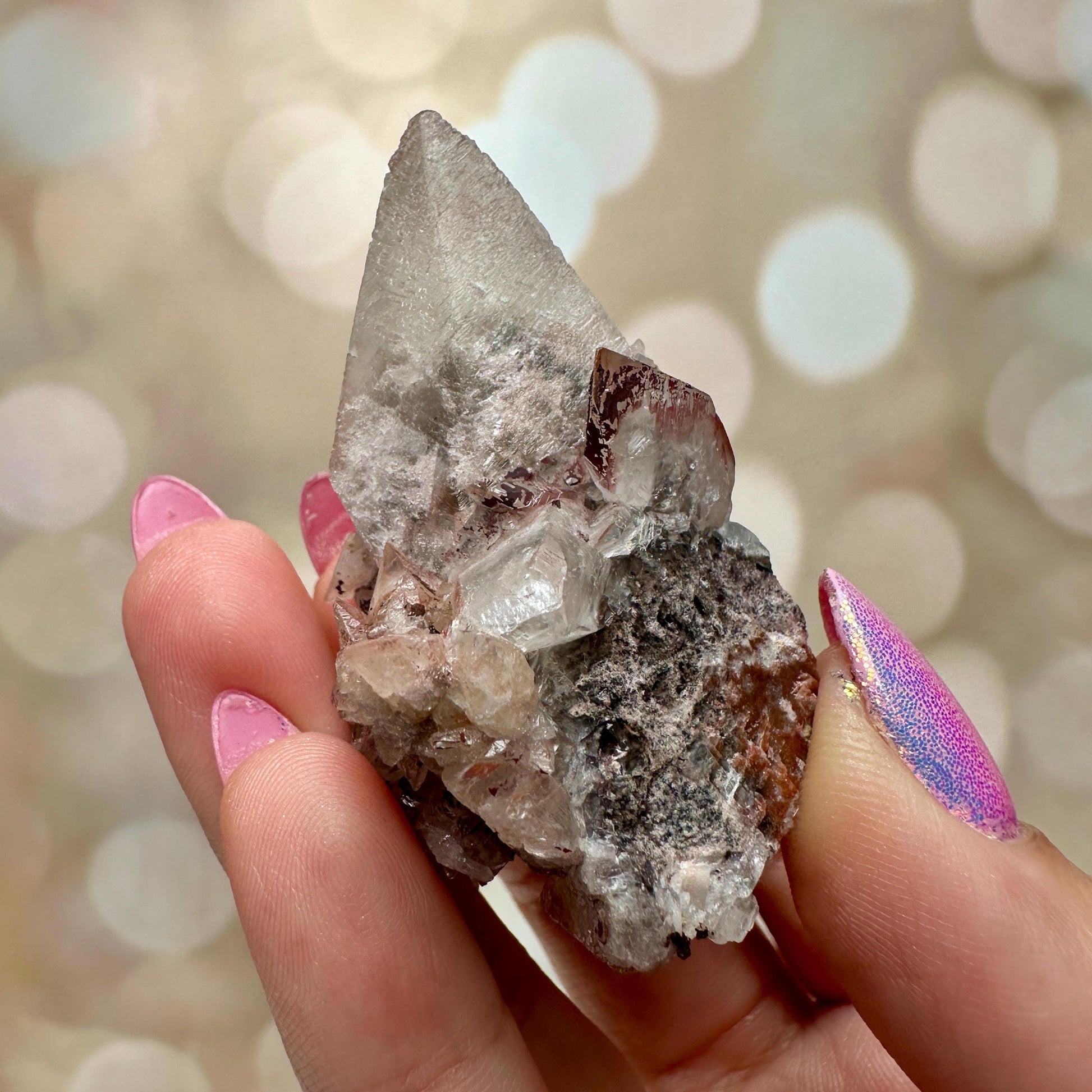 Calcite With Hematite | UV Reactive From Potosi Mine in Santa Eulalia, Chihuahua, Mexico