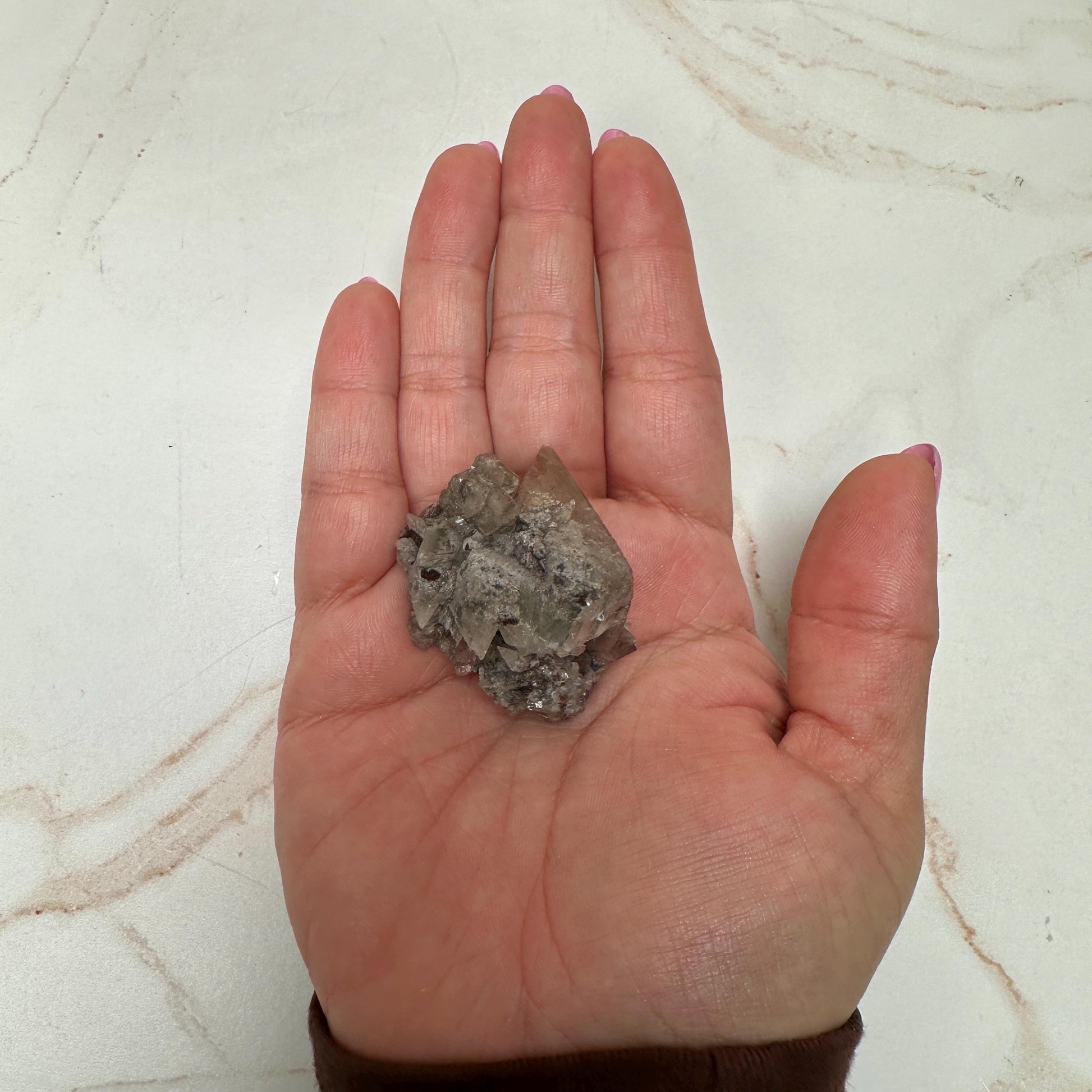 Calcite with Hematite – UV Reactive – Potosi Mine, Santa Eulalia, Chihuahua, Mexico