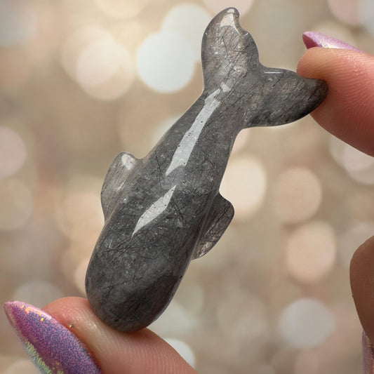Gorgeous Blue Tara Quartz Whale Carving Amphibole Animal From Brazil | Tucson Gem Show Exclusive