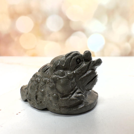 Mini Money Toad In Pyrite Master Carved | Pocket size