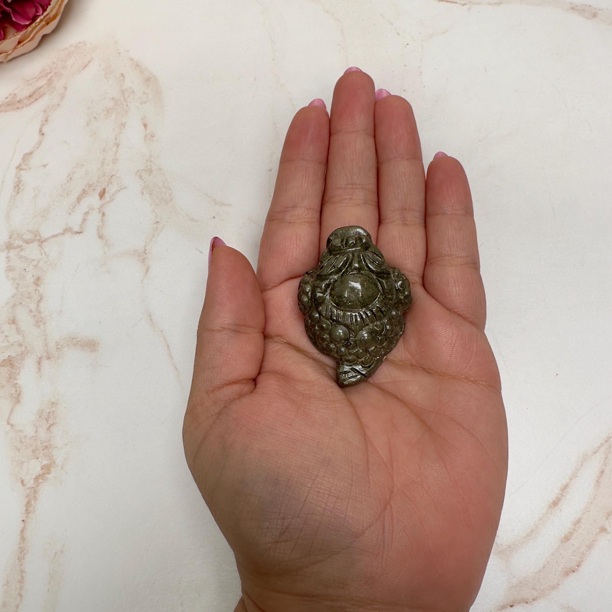 Mini Money Toad In Pyrite Master Carved | Pocket size