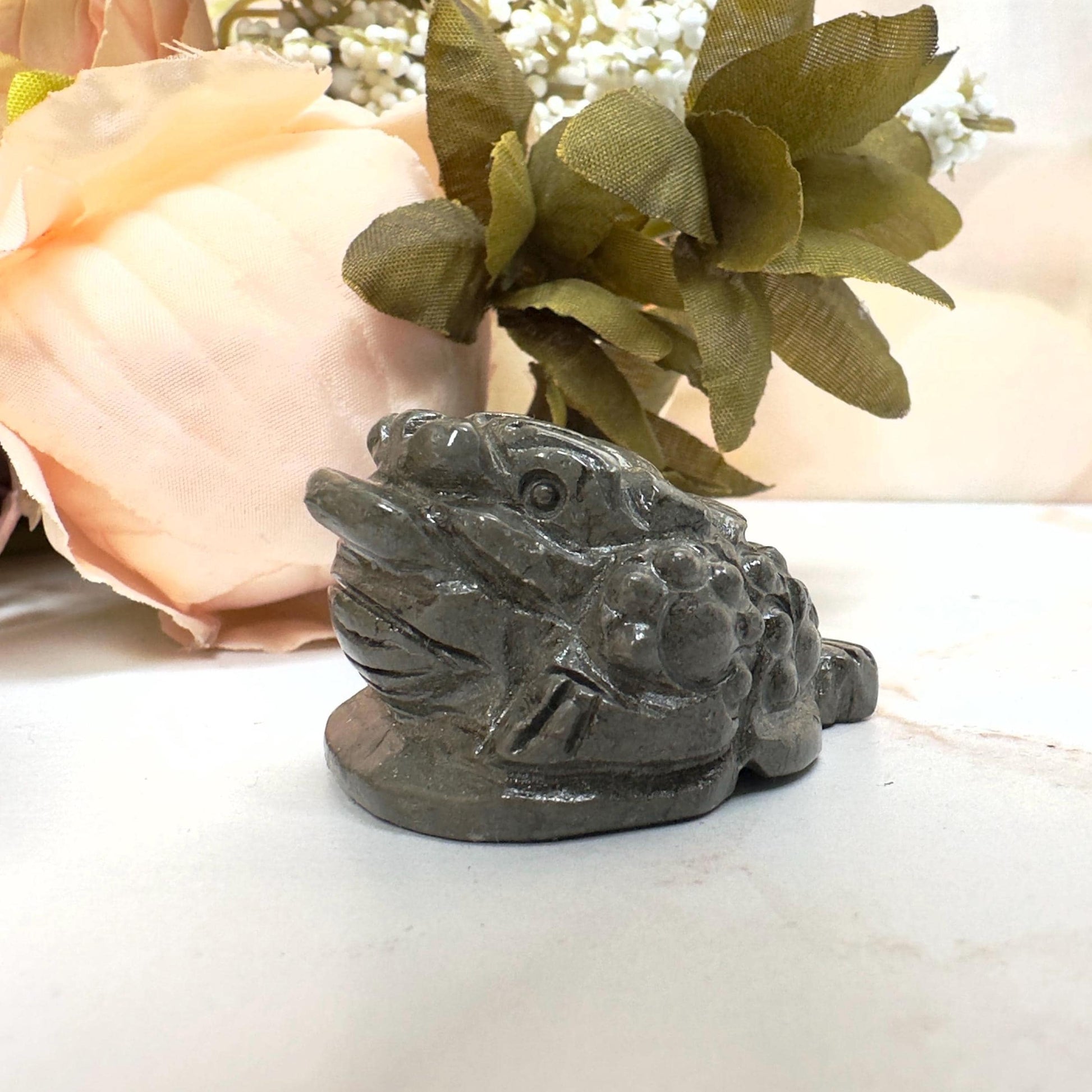 Mini Money Toad In Pyrite Master Carved | Pocket size