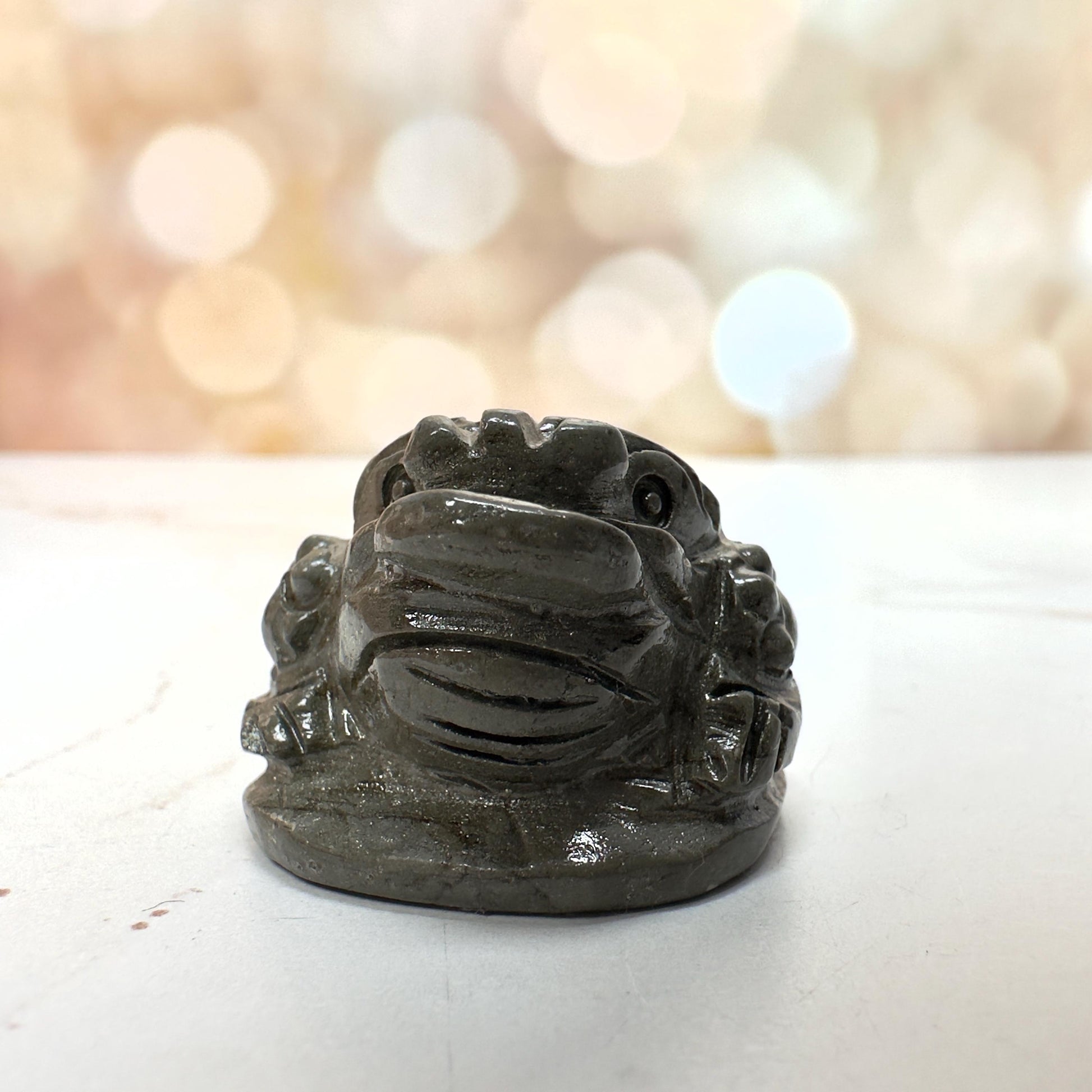 Mini Money Toad In Pyrite Master Carved | Pocket size