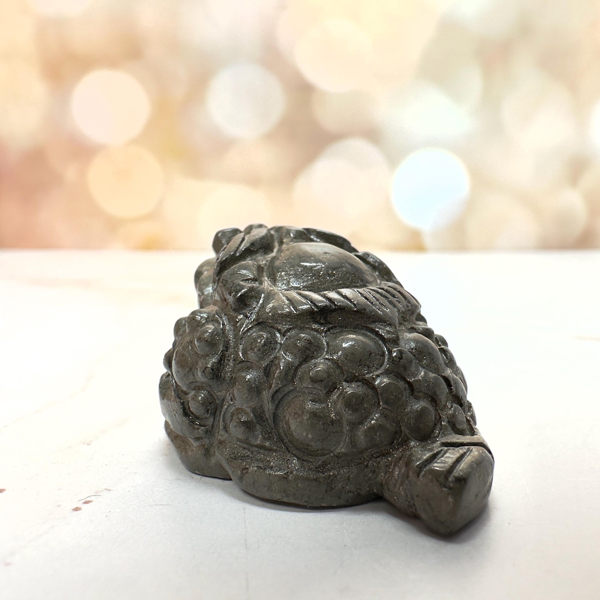 Mini Money Toad In Pyrite Master Carved | Pocket size
