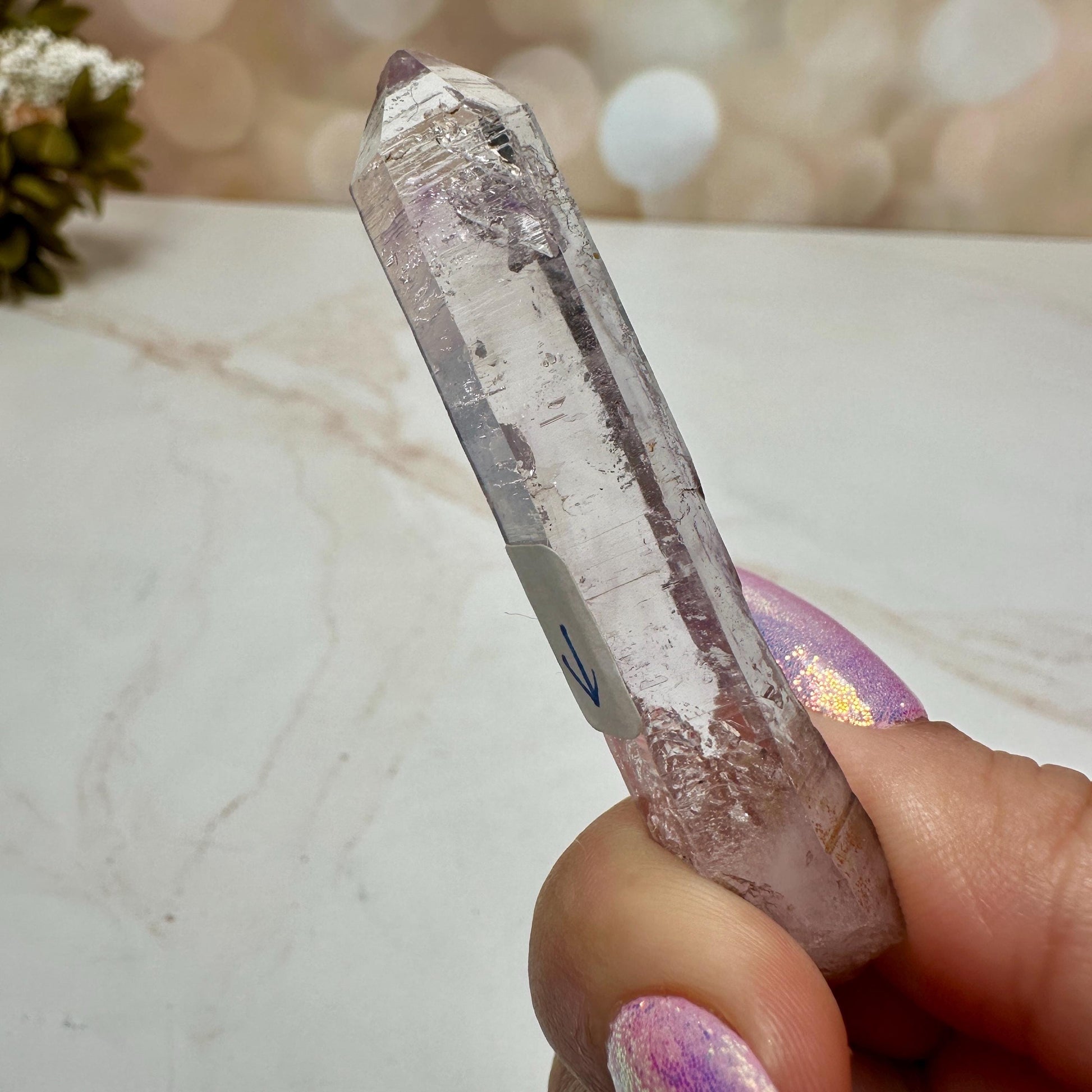 Vera Cruz Amethyst Quartz With Phantom And Moving Enhydro Raw Point From Mexico