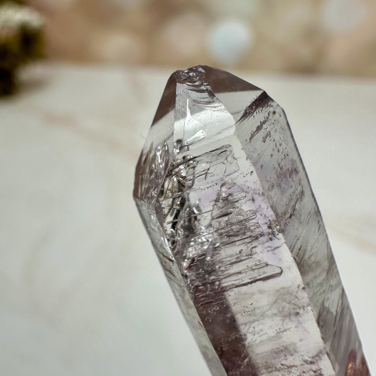 Vera Cruz Amethyst Quartz With Phantom And Moving Enhydro Raw Point From Mexico