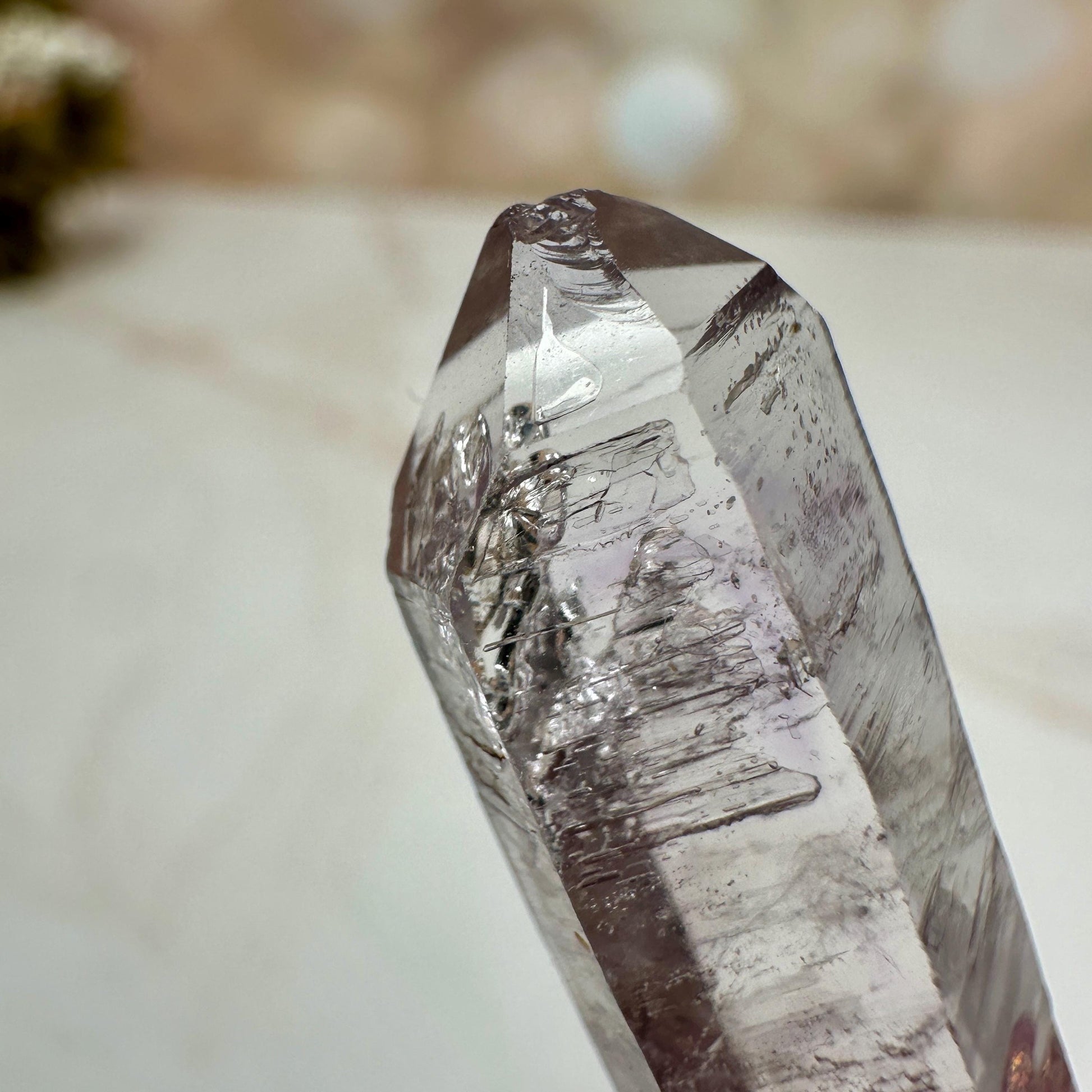 Vera Cruz Amethyst Quartz With Phantom And Moving Enhydro Raw Point From Mexico