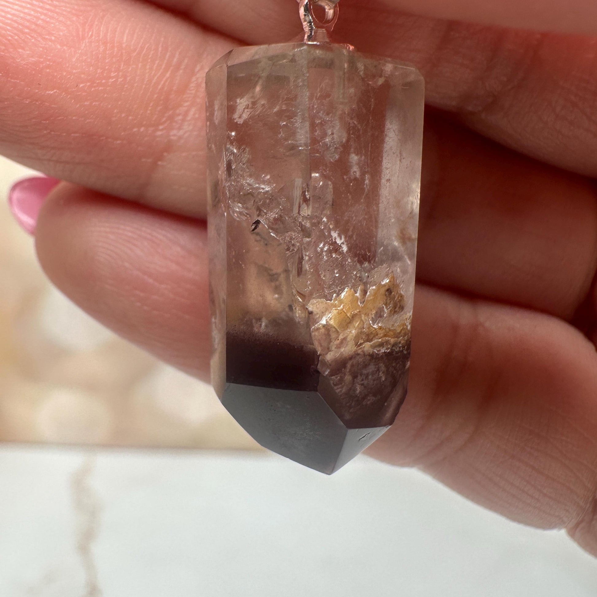 Pink Lithium Quartz Pendant | High-Quality Brazilian Crystal Jewelry for Necklace