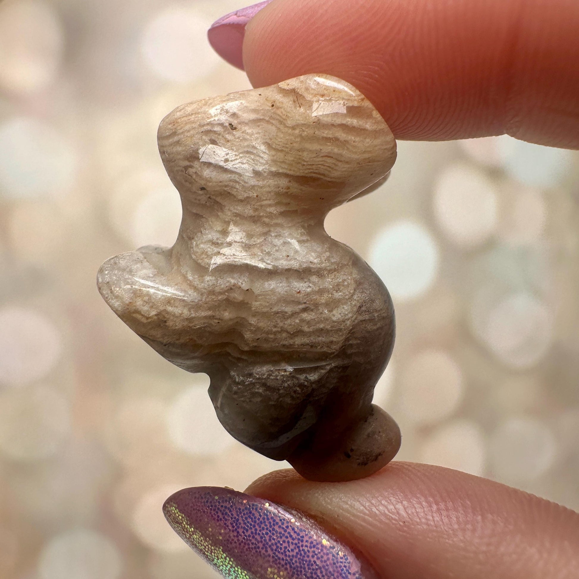 Pink Lithum Quartz Mini Rabbit Crystal Animal Carving From Brazil