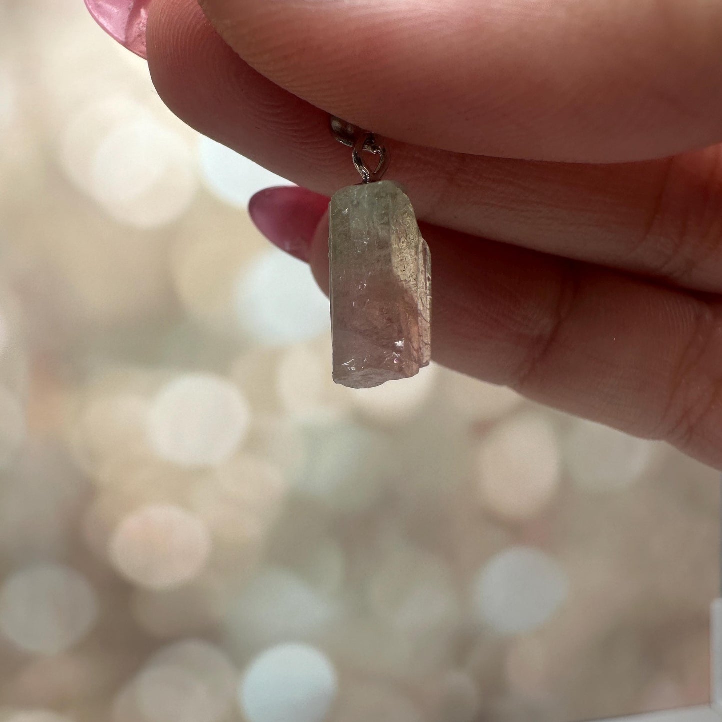 Dainty Watermelon Tourmaline Pendant | Raw High-Quality 925 Silver Crystal Jewelry for Necklace
