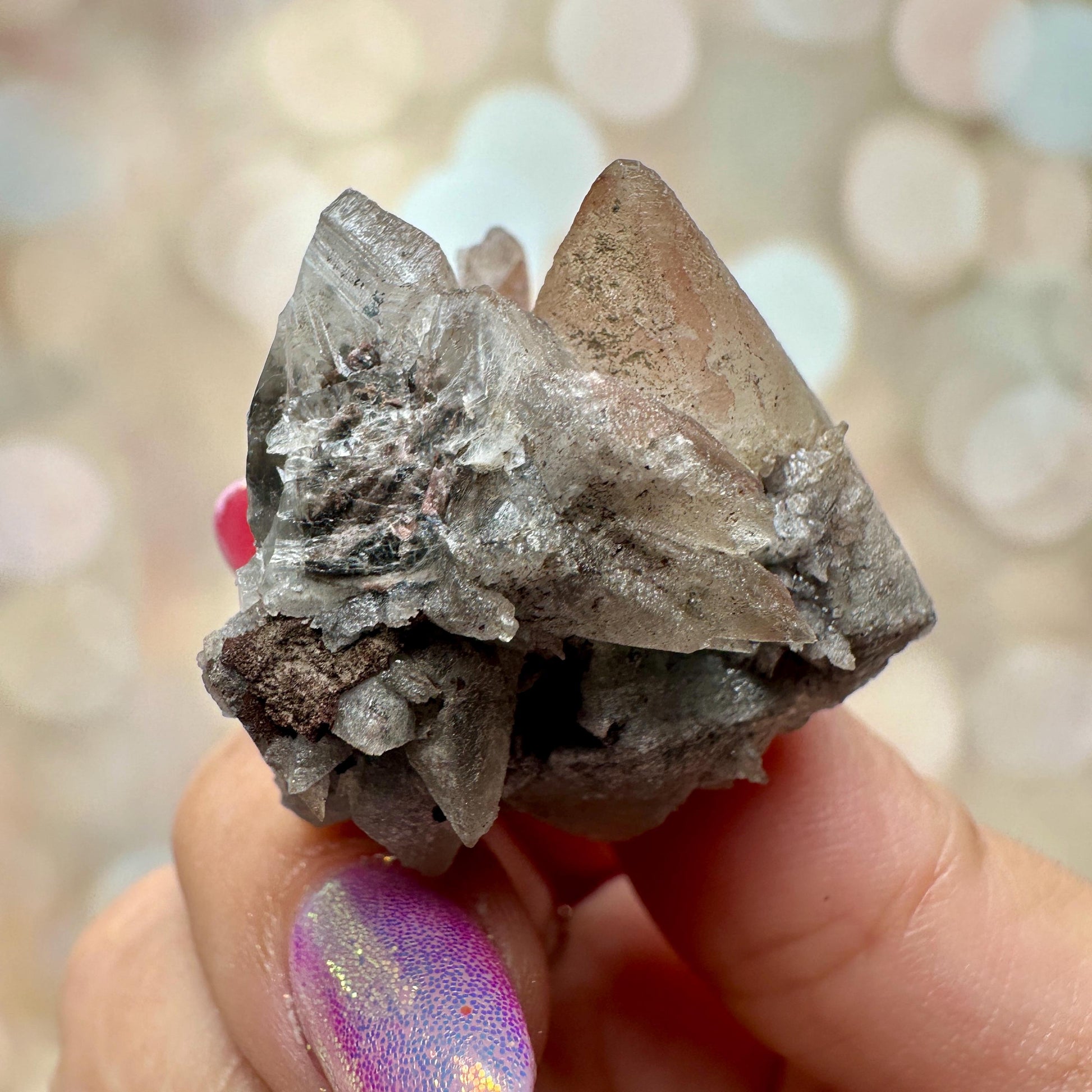 Calcite with Hematite – UV Reactive – Potosi Mine, Santa Eulalia, Chihuahua, Mexico